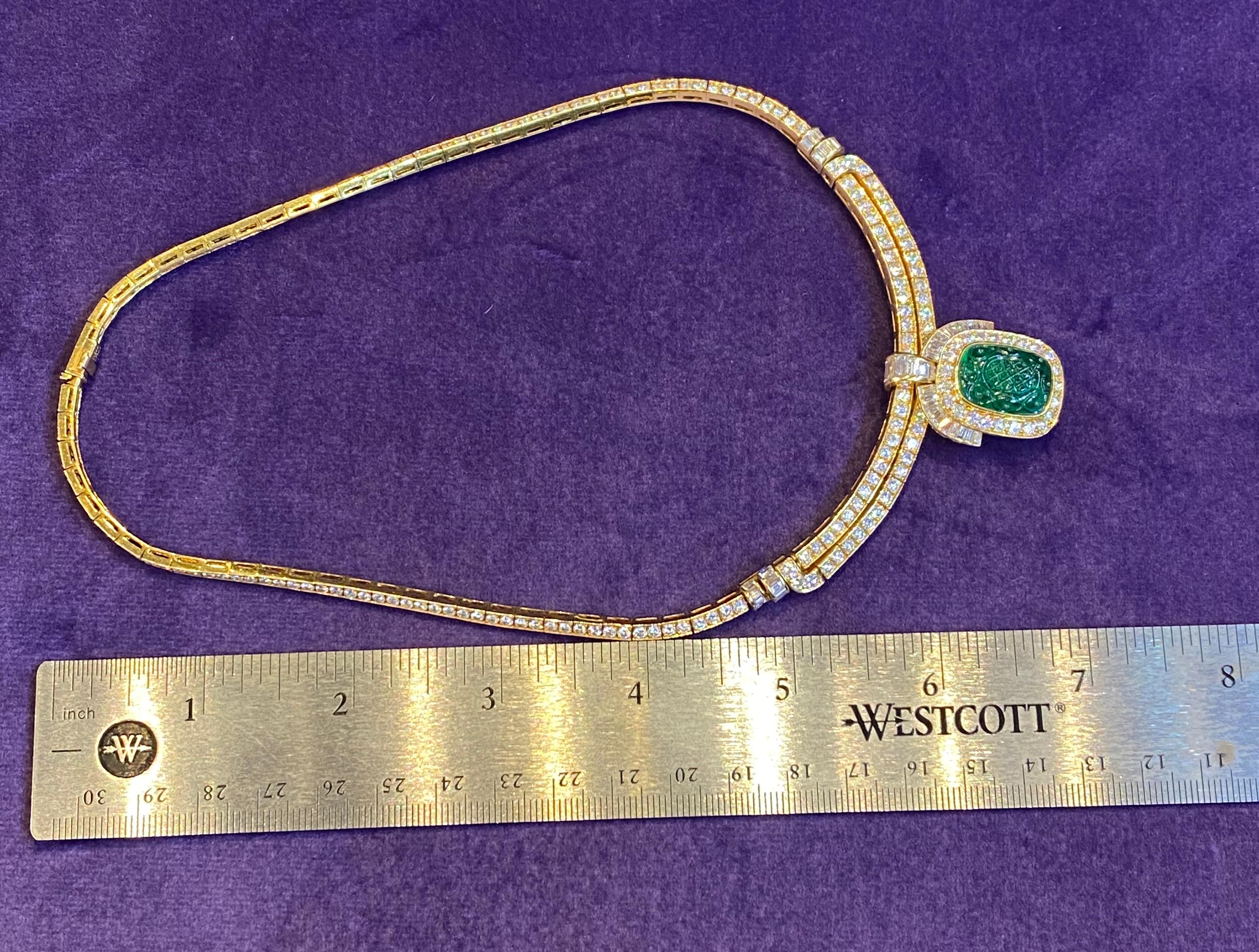 Van Cleef & Arpels Carved Emerald and Diamond Necklace 5