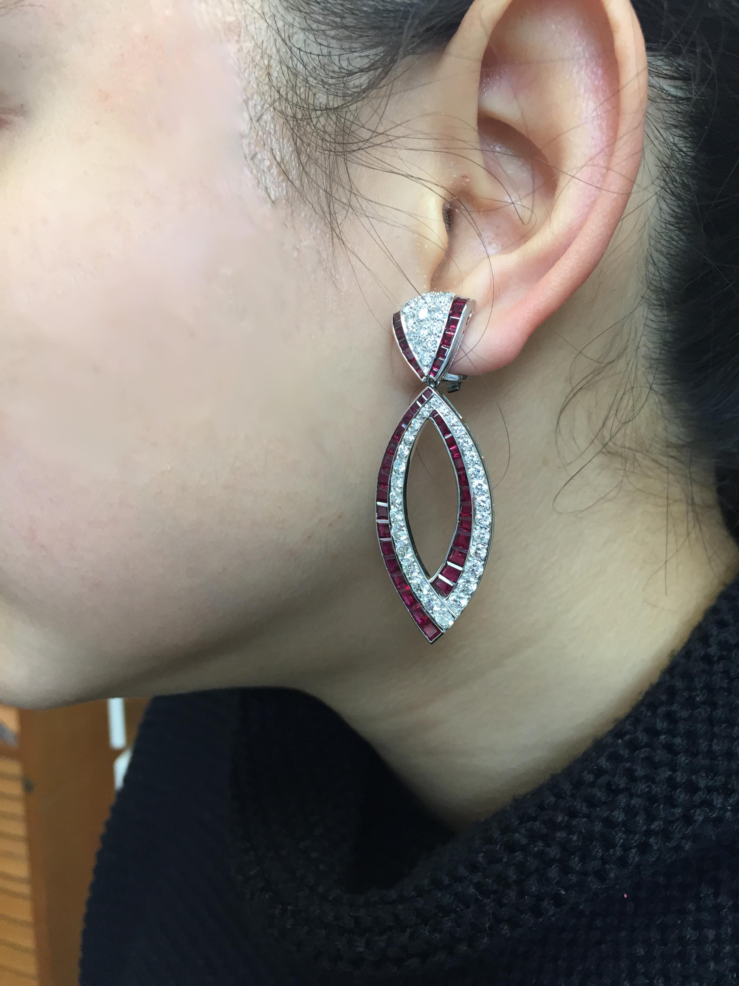Van Cleef and Arpels Diamond and Ruby Earrings For Sale at 1stDibs ...