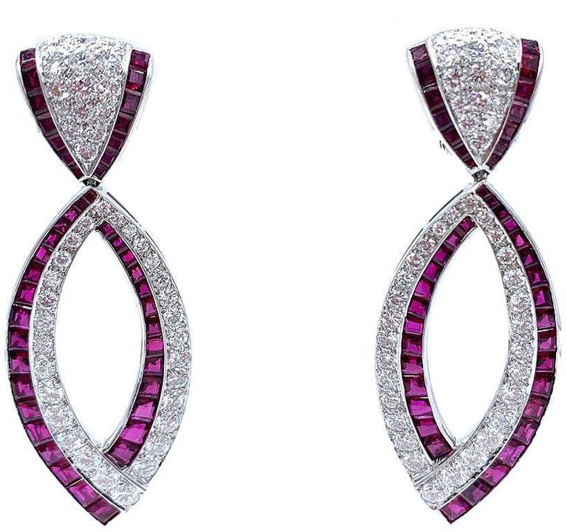 Van Cleef & Arpels Diamond and Ruby Earrings 2