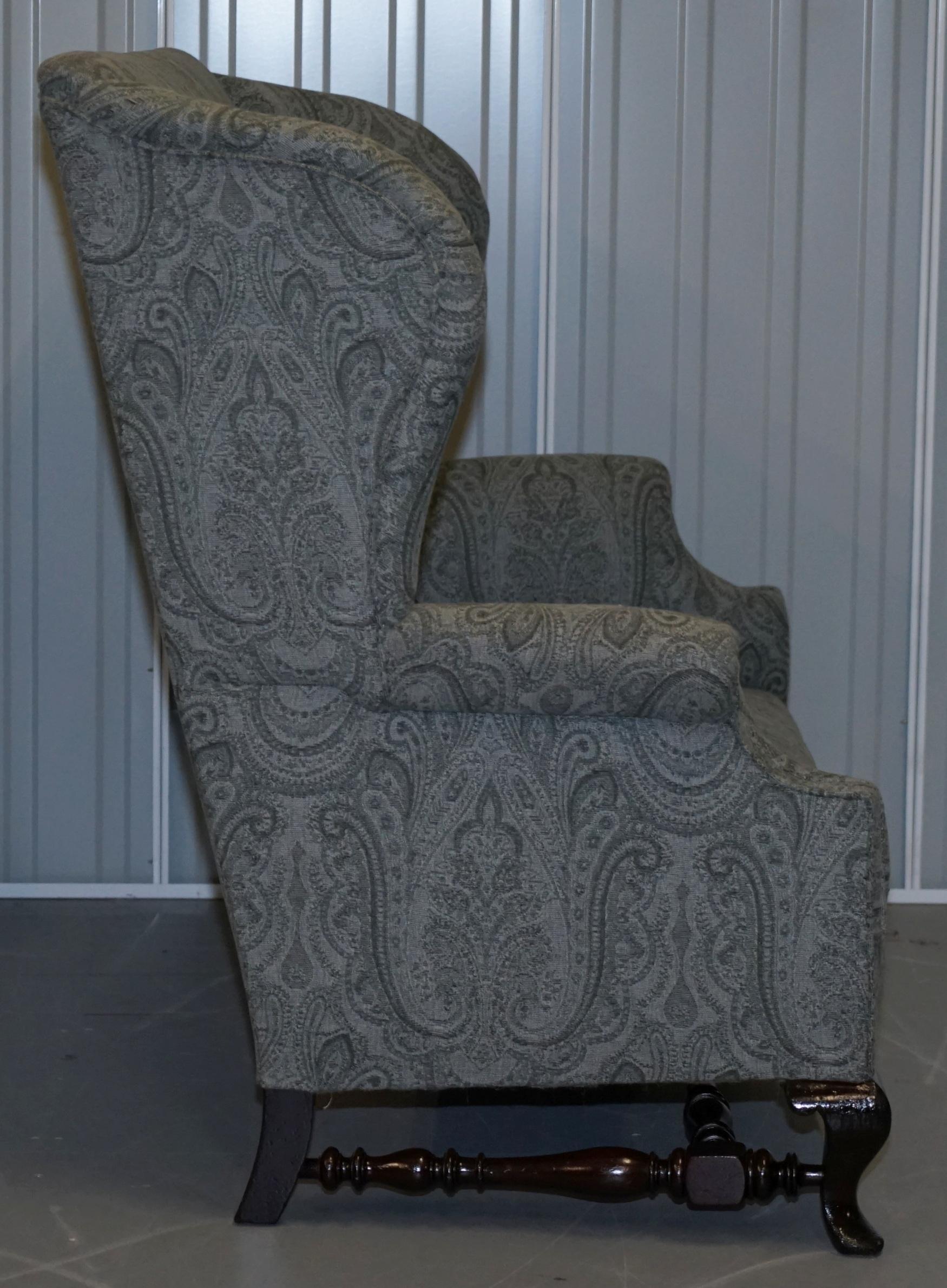 Very Rare Victorian 1860 Howard & Sons Fully Restored Wingback Sofa Armchair 5