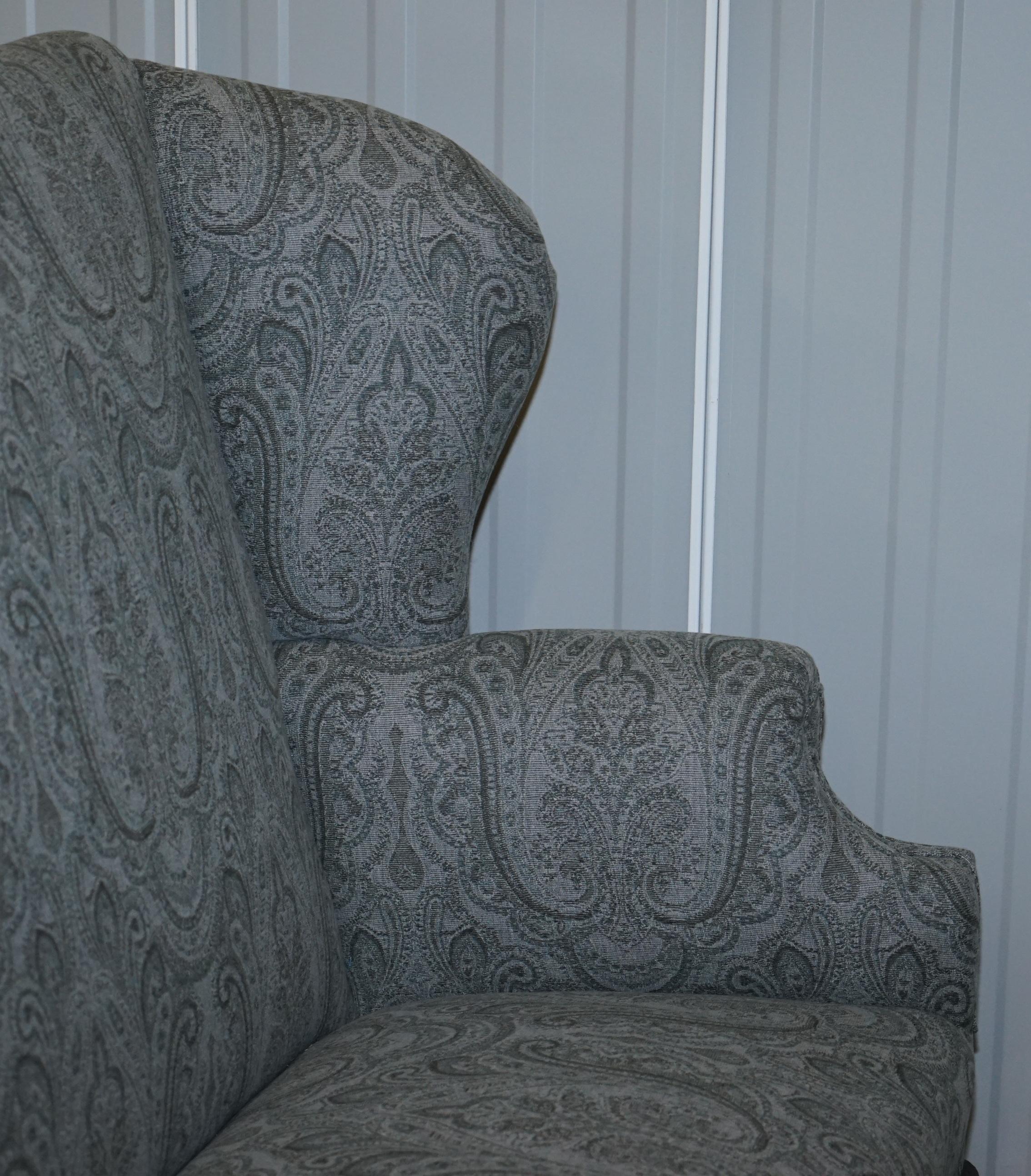 Very Rare Victorian 1860 Howard & Sons Fully Restored Wingback Sofa Armchair 6