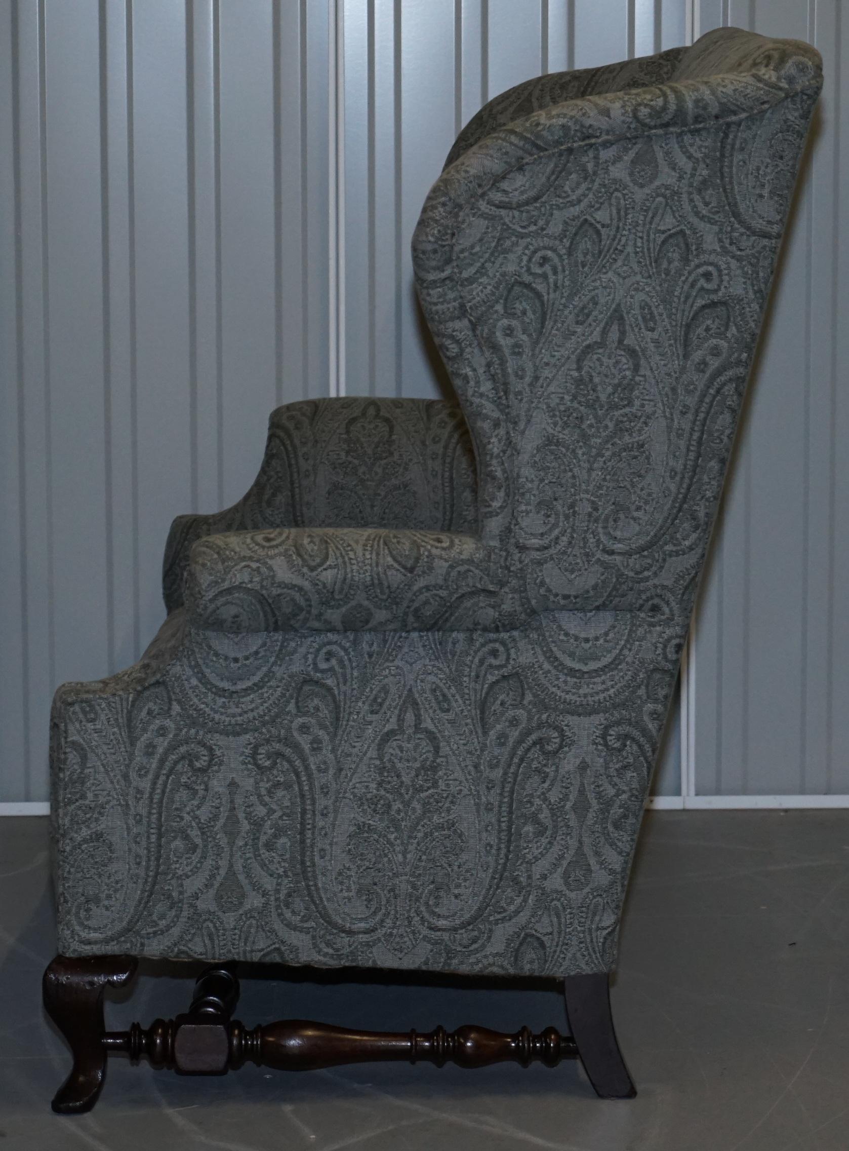 Very Rare Victorian 1860 Howard & Sons Fully Restored Wingback Sofa Armchair 9