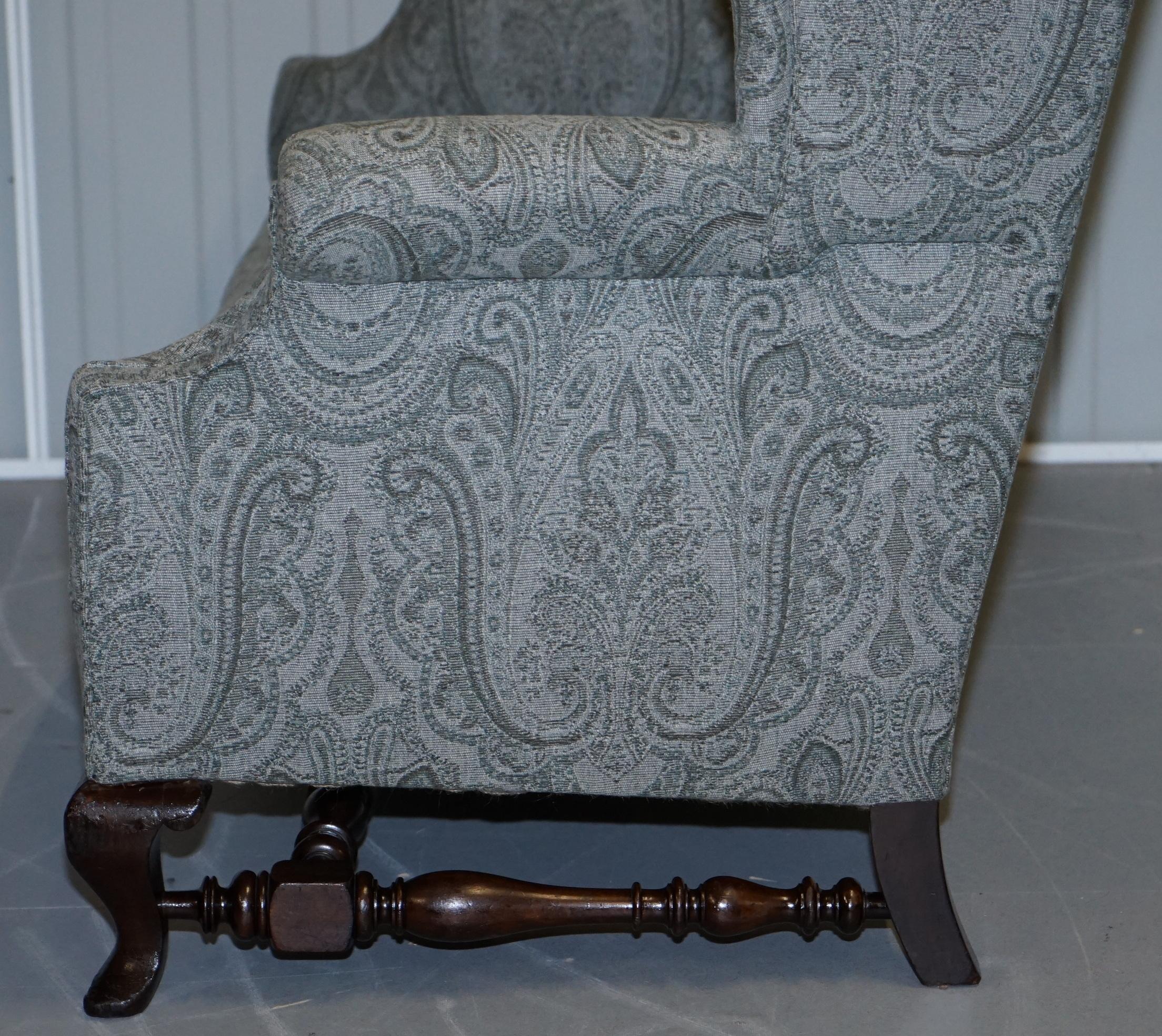 Very Rare Victorian 1860 Howard & Sons Fully Restored Wingback Sofa Armchair 10