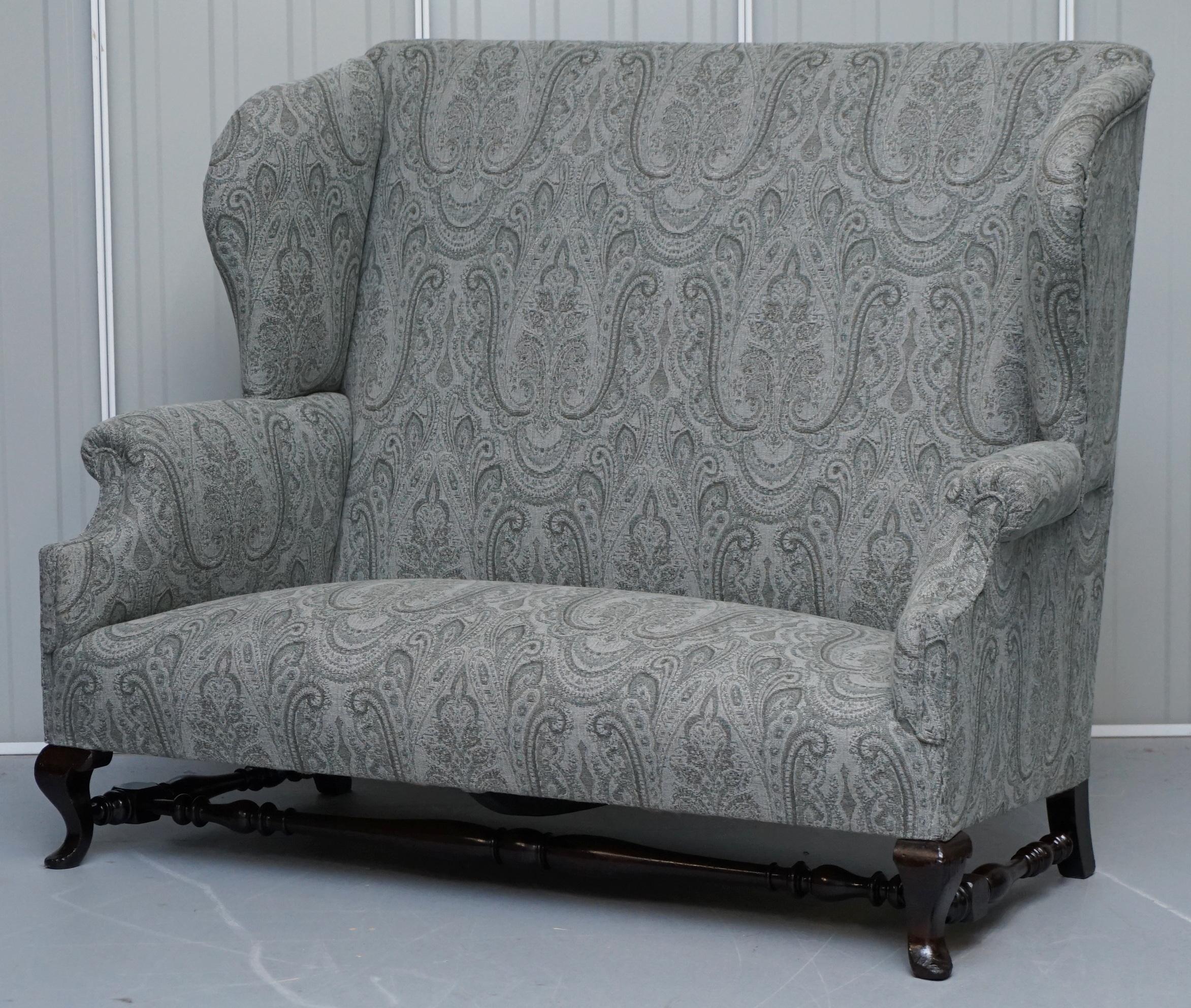 English Very Rare Victorian 1860 Howard & Sons Fully Restored Wingback Sofa Armchair