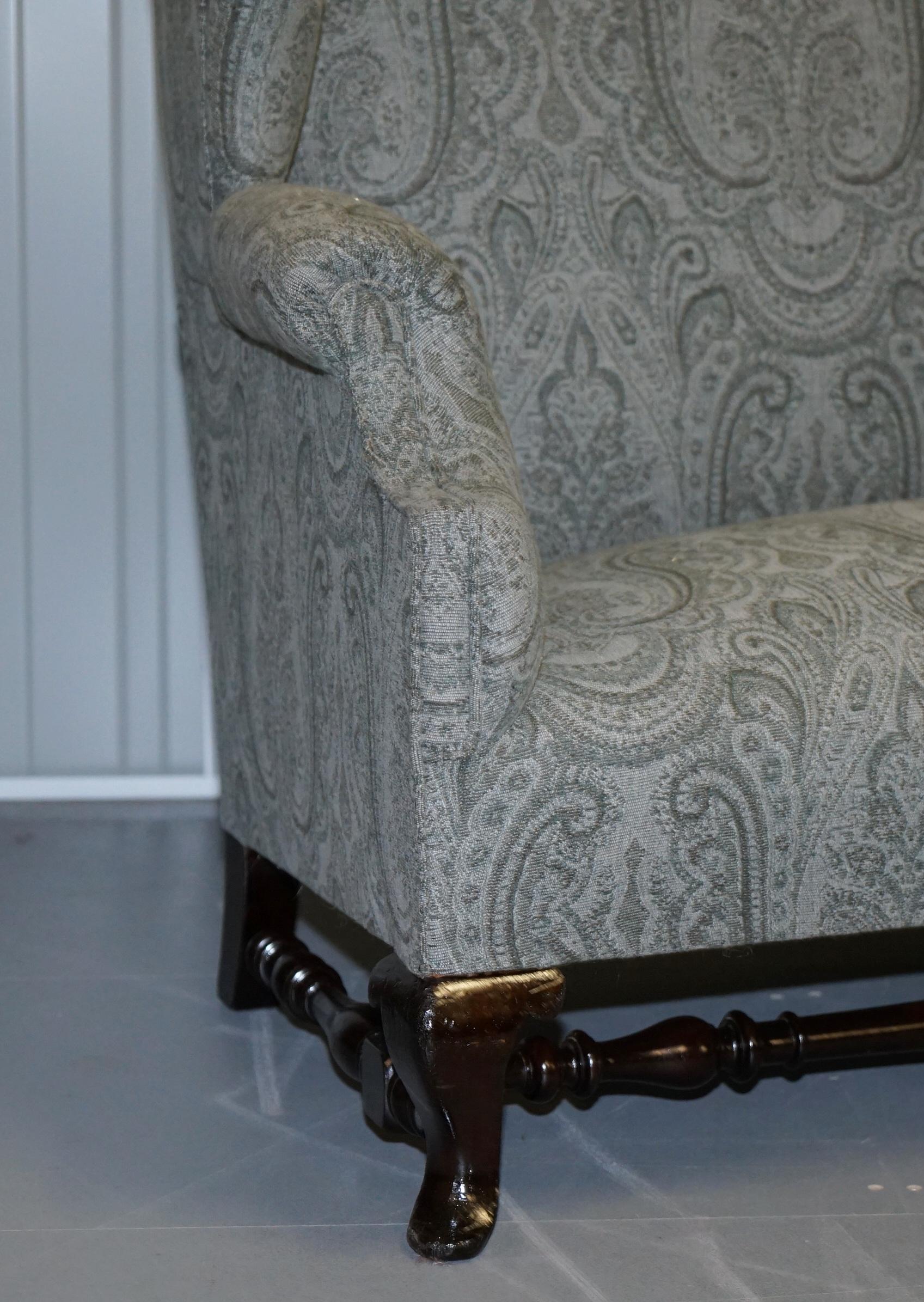 Very Rare Victorian 1860 Howard & Sons Fully Restored Wingback Sofa Armchair 3