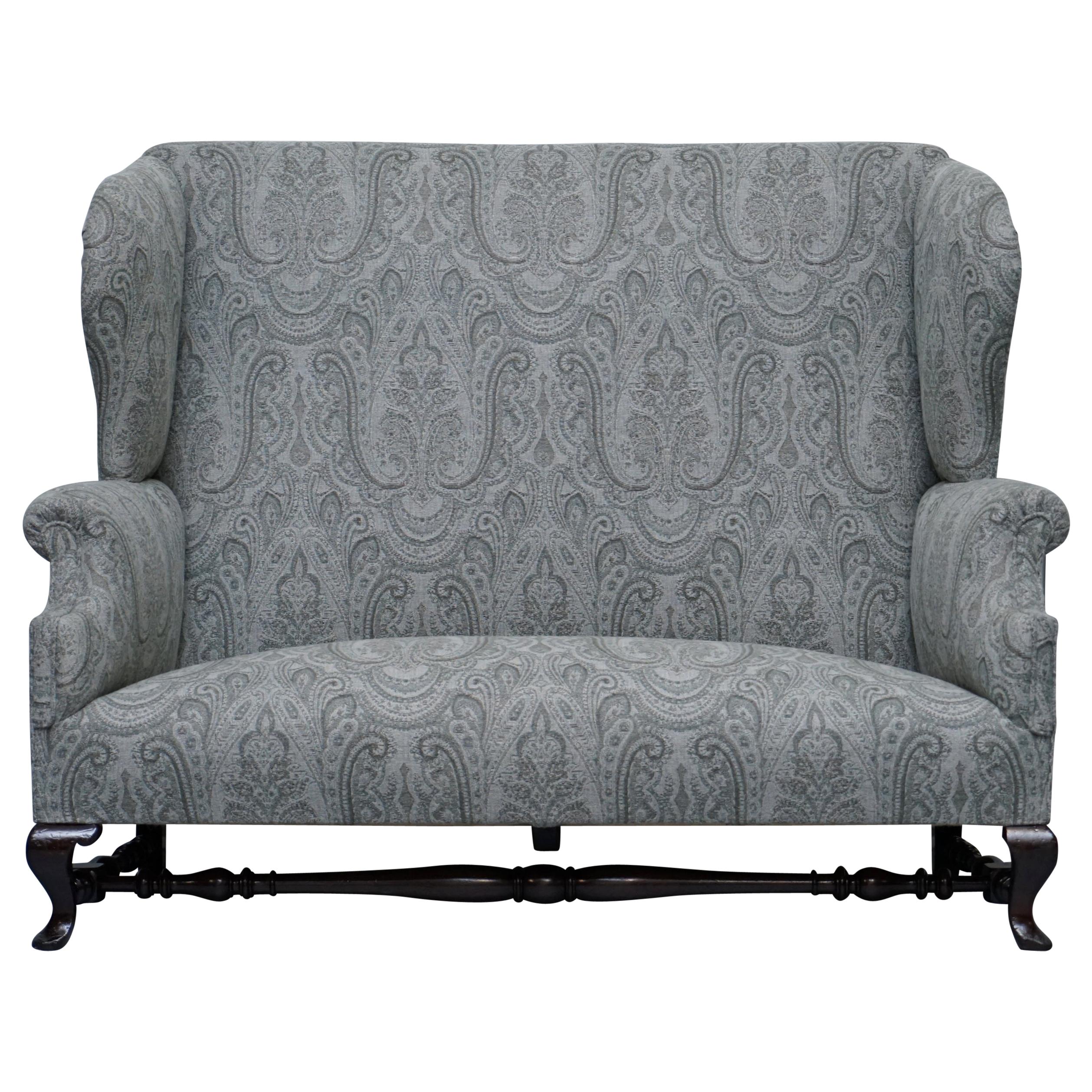 Very Rare Victorian 1860 Howard & Sons Fully Restored Wingback Sofa Armchair