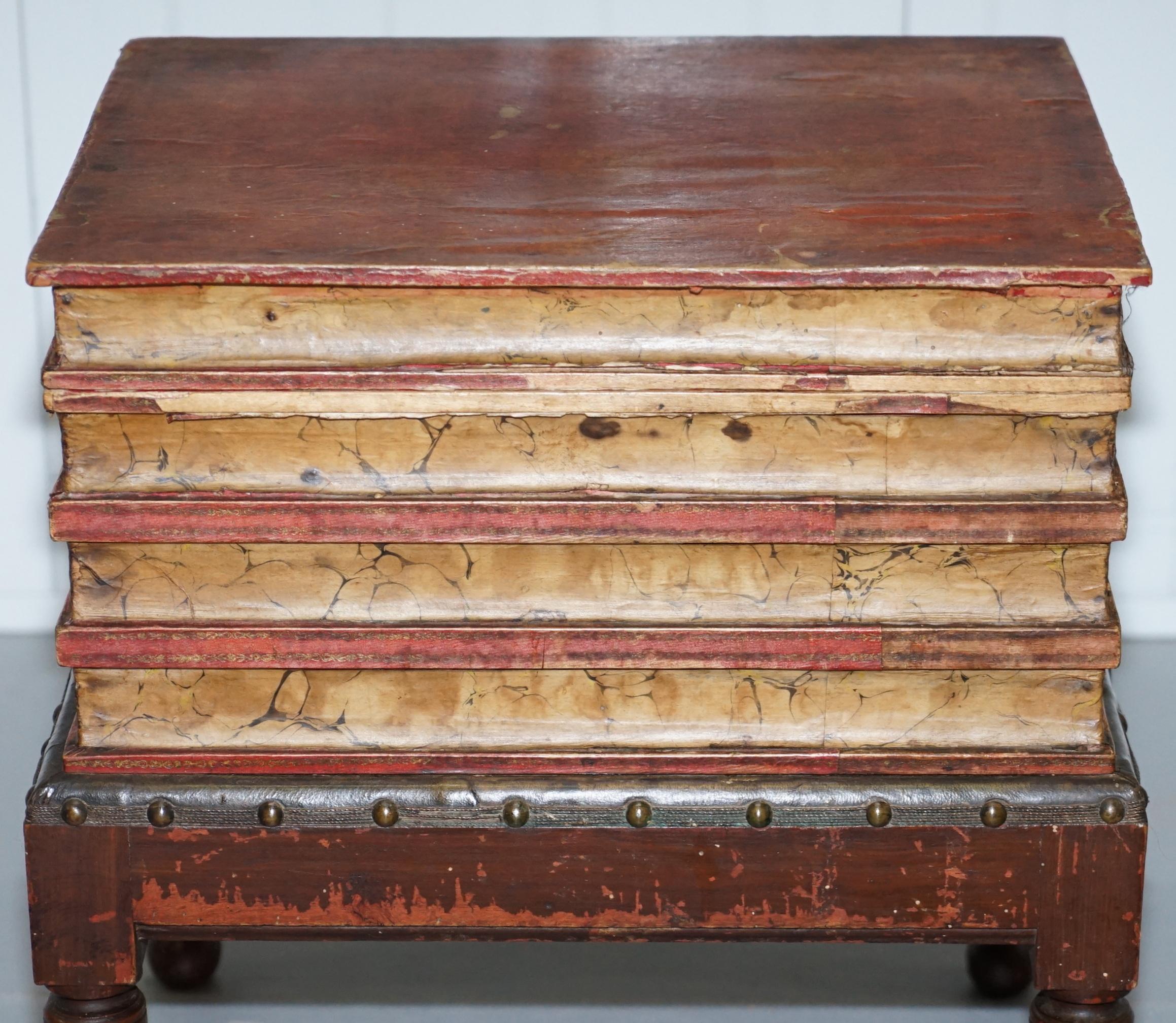 Very Rare Victorian circa 1880 Side Table Size Commode Stack of Scholars Books 2