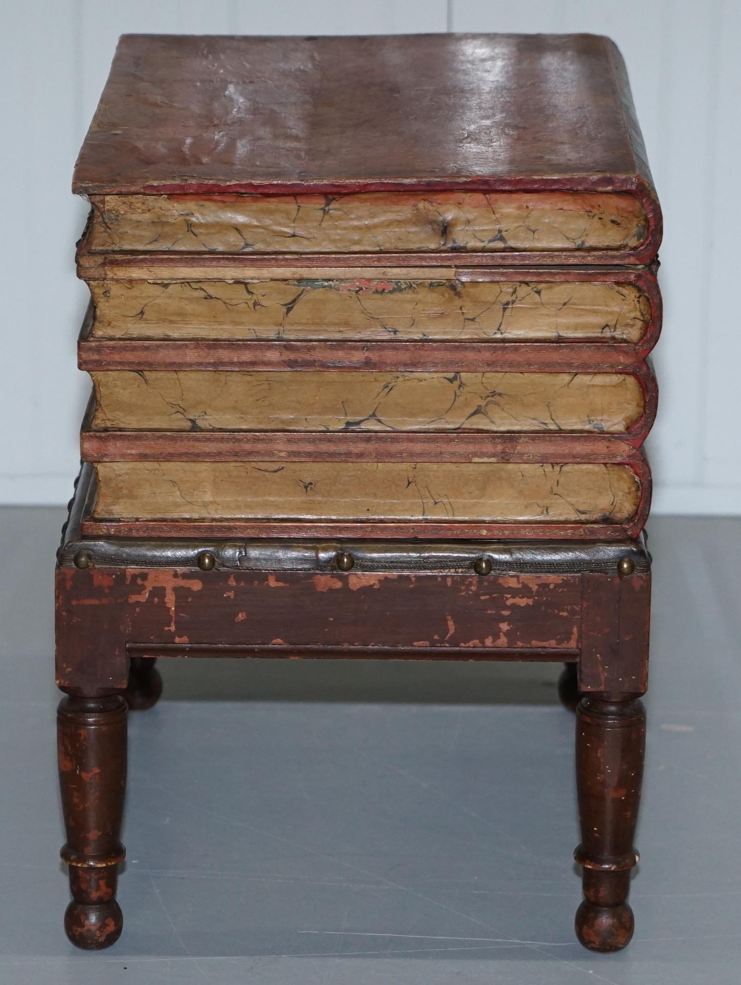 Very Rare Victorian circa 1880 Side Table Size Commode Stack of Scholars Books 3