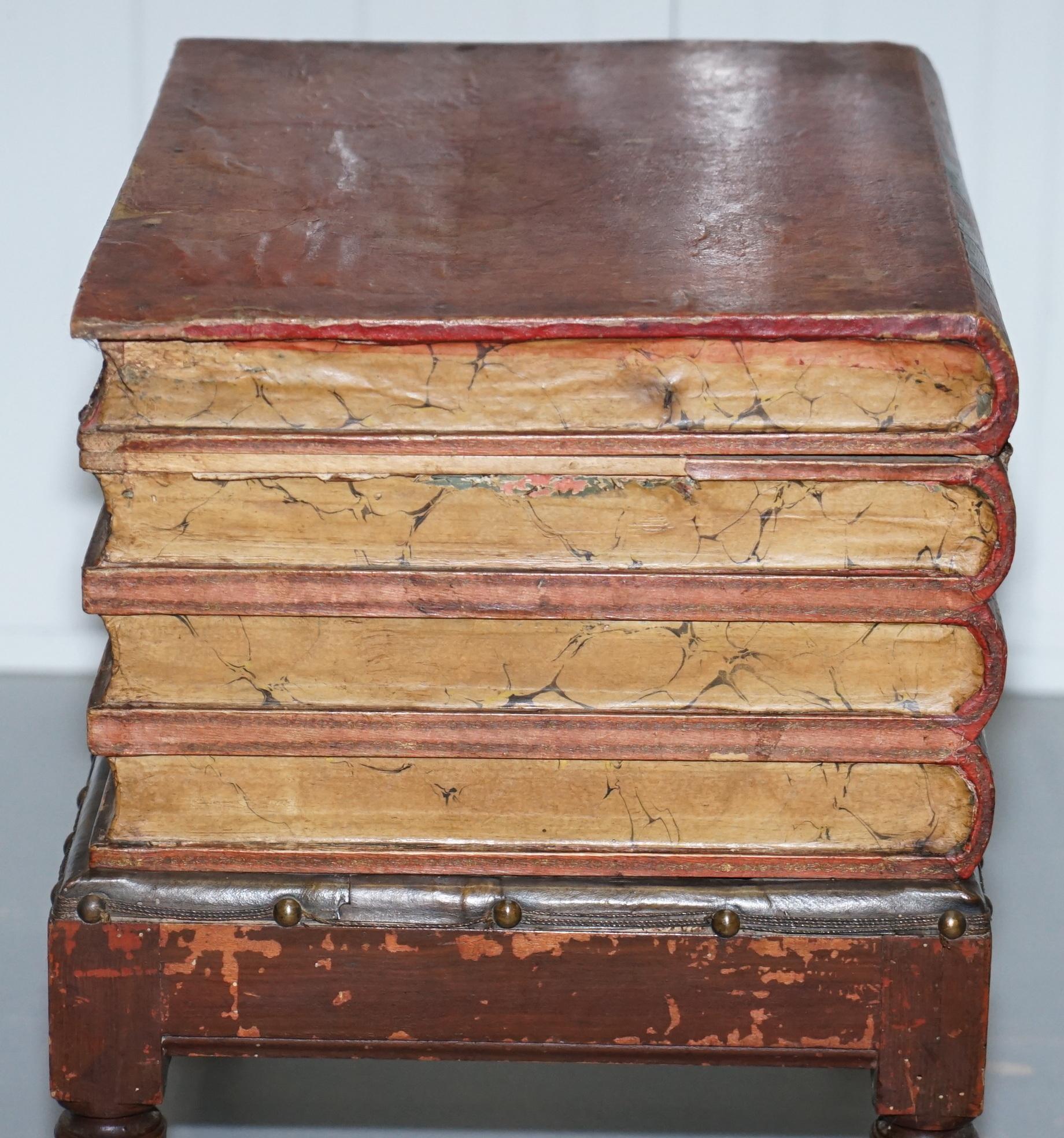 Very Rare Victorian circa 1880 Side Table Size Commode Stack of Scholars Books 4
