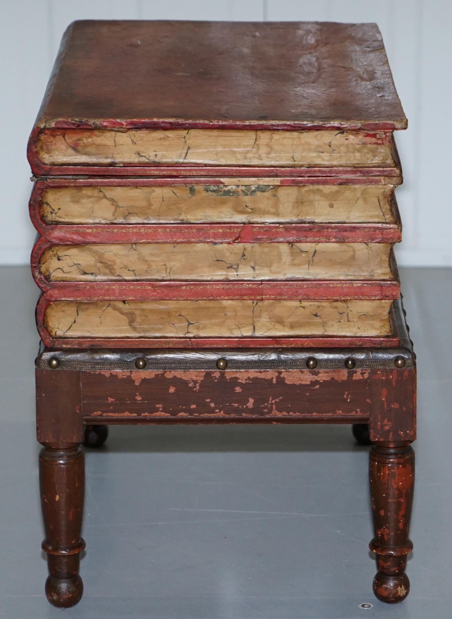 19th Century Very Rare Victorian circa 1880 Side Table Size Commode Stack of Scholars Books