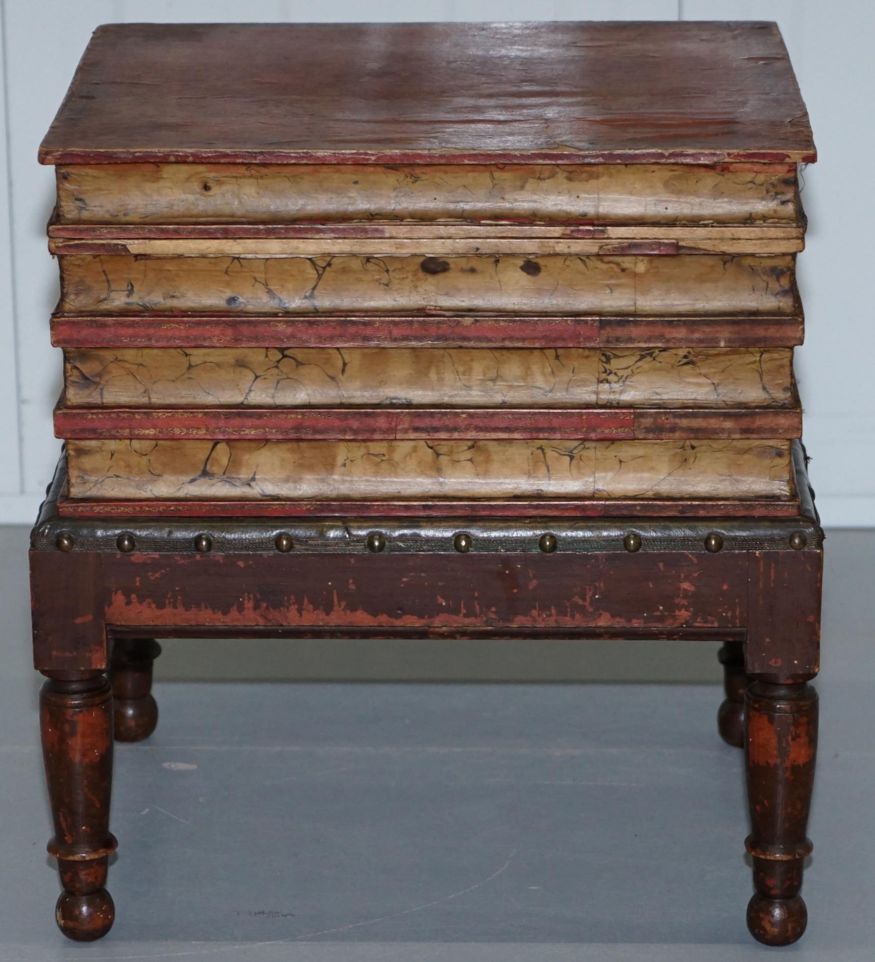 Very Rare Victorian circa 1880 Side Table Size Commode Stack of Scholars Books 1