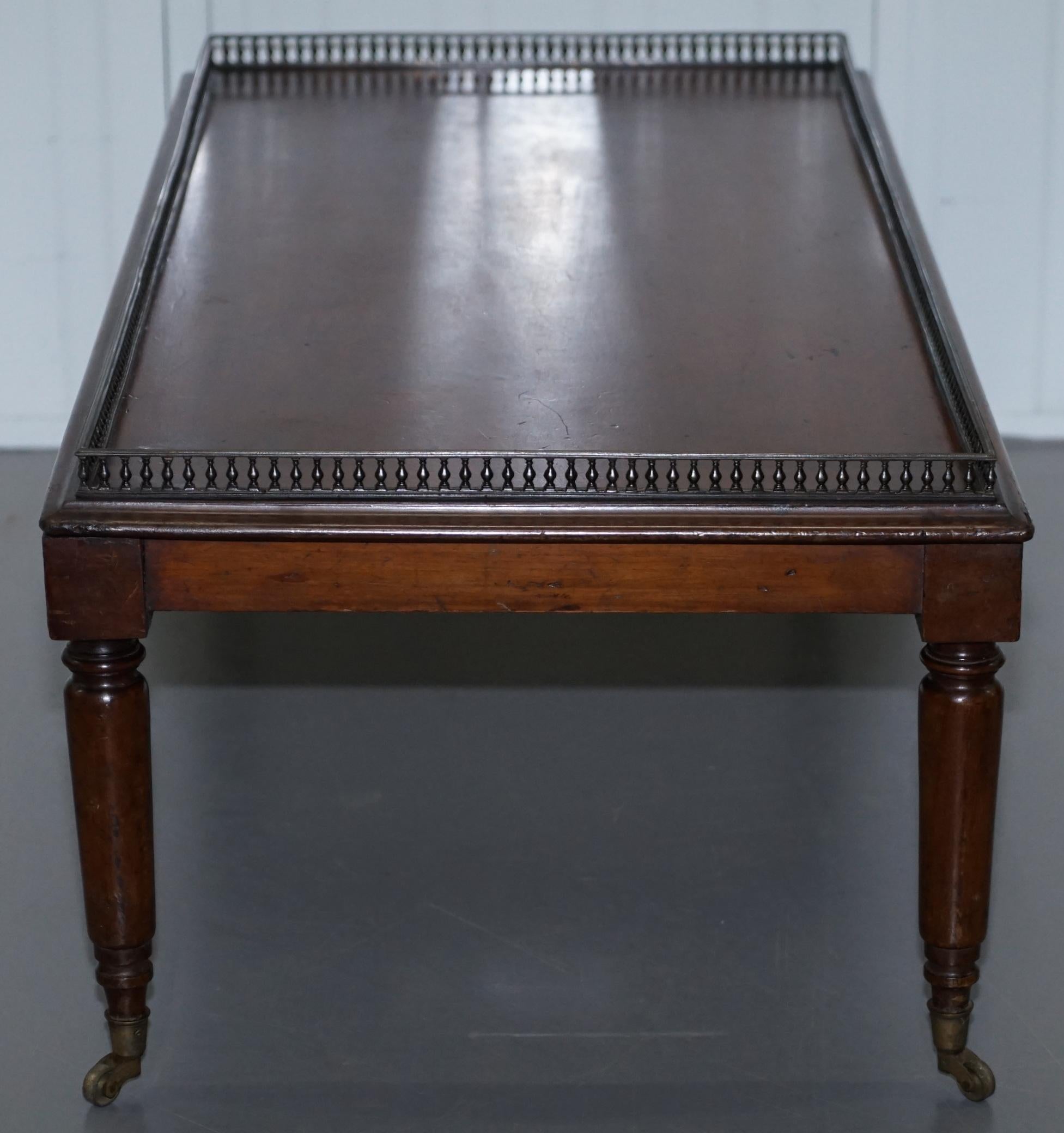 Very Rare Victorian Mahogany Coffee Table with Brass Gallery Rail after Gillows 6