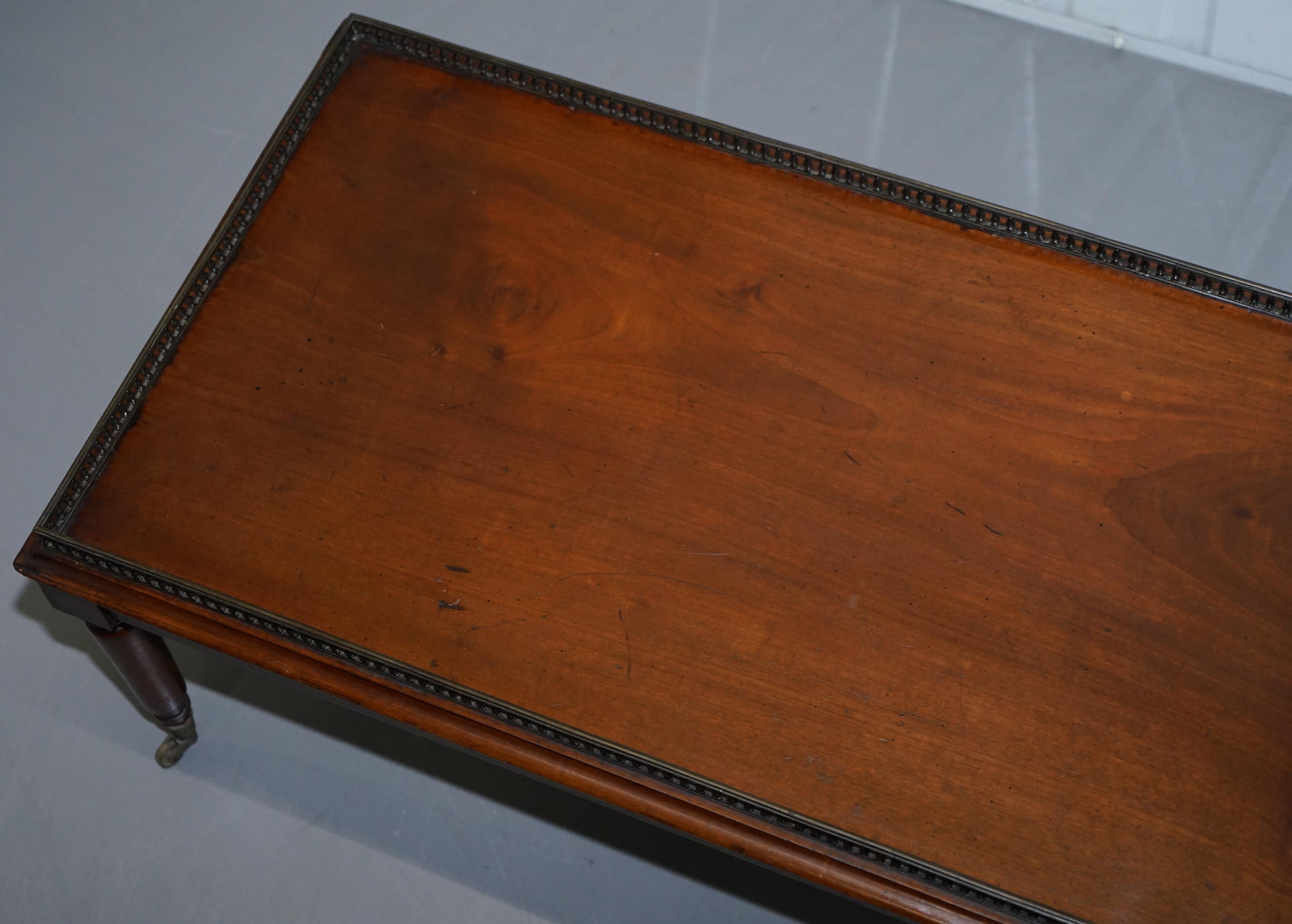 English Very Rare Victorian Mahogany Coffee Table with Brass Gallery Rail after Gillows