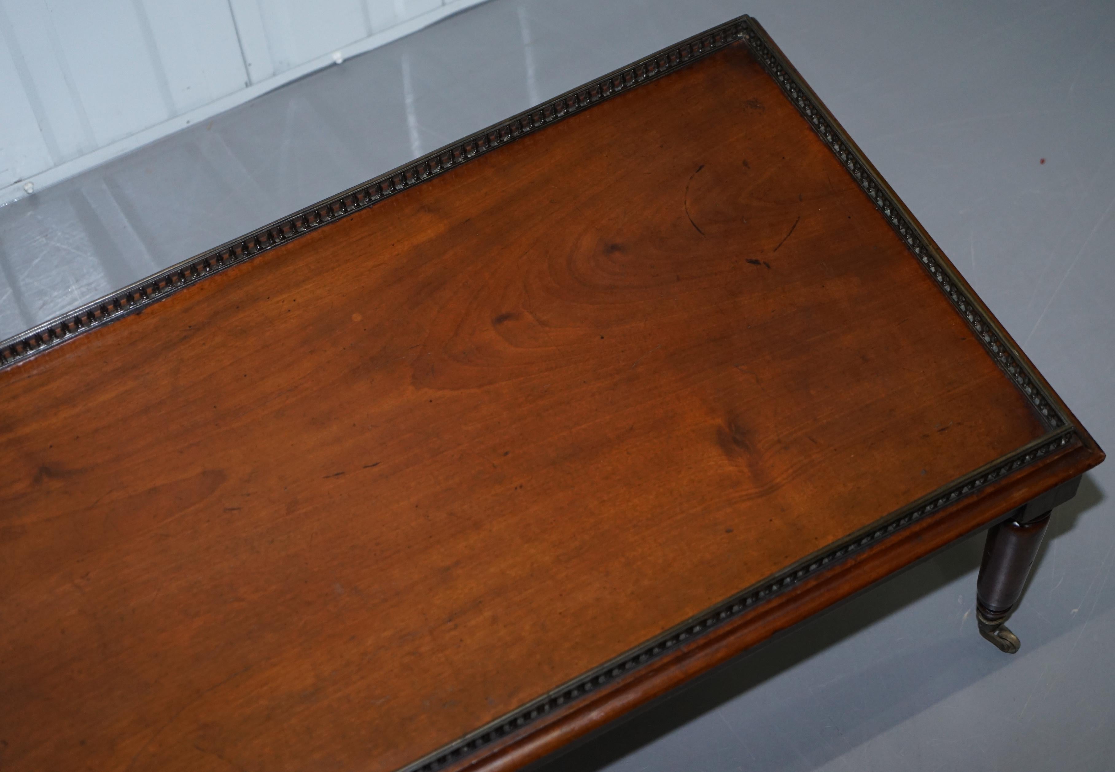 Hand-Crafted Very Rare Victorian Mahogany Coffee Table with Brass Gallery Rail after Gillows