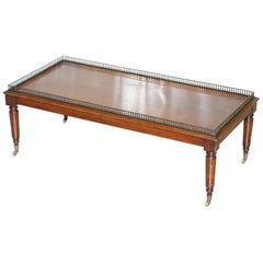 Very Rare Victorian Mahogany Coffee Table with Brass Gallery Rail after Gillows
