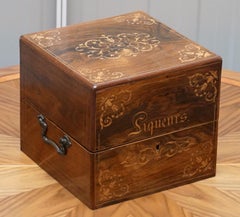 Sehr seltene viktorianische Hartholz-Likör-Box mit Preiselbeer Glas Karaffen Gläser