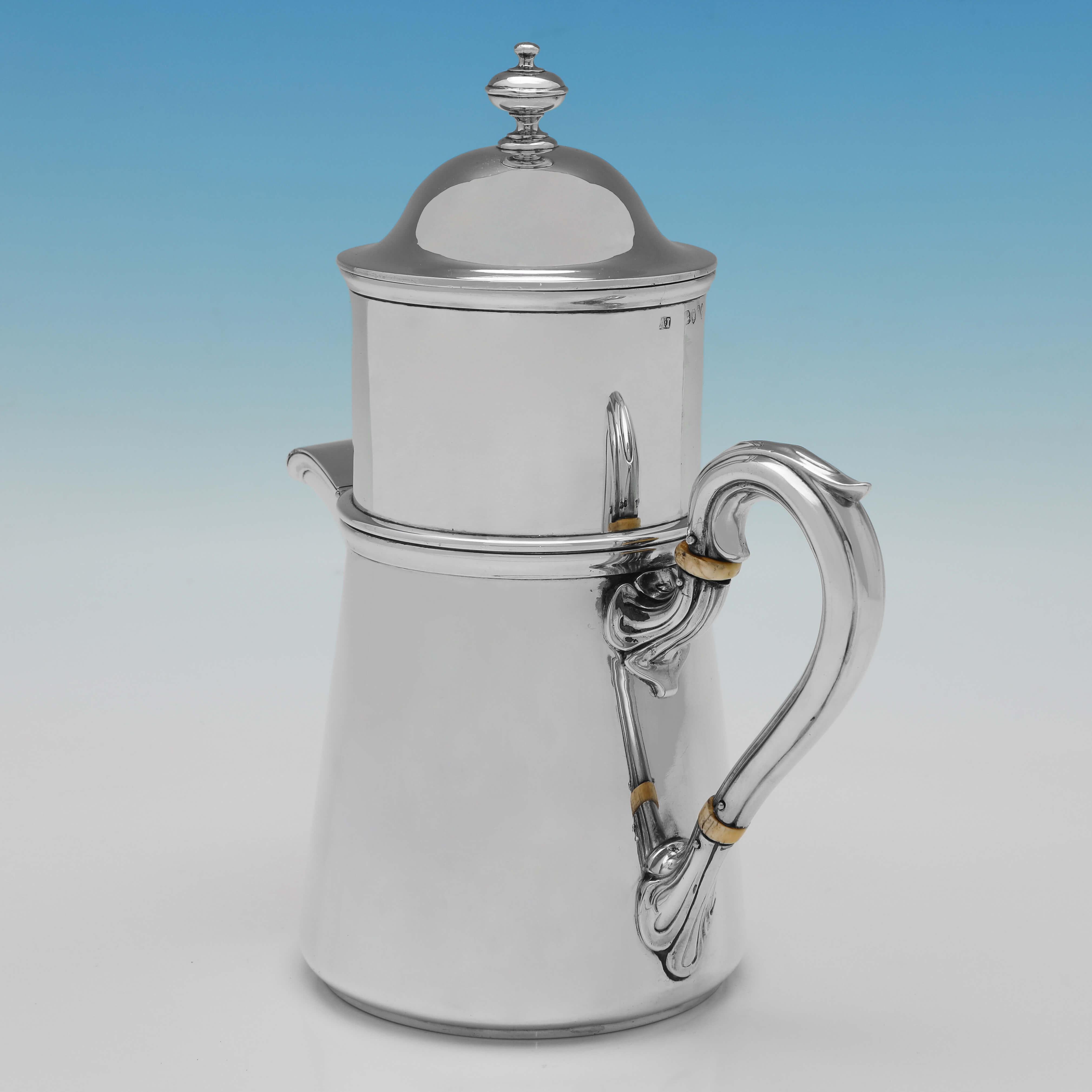 Industrial Very Rare Victorian Sterling Silver Cafetiere - London 1862 For Sale