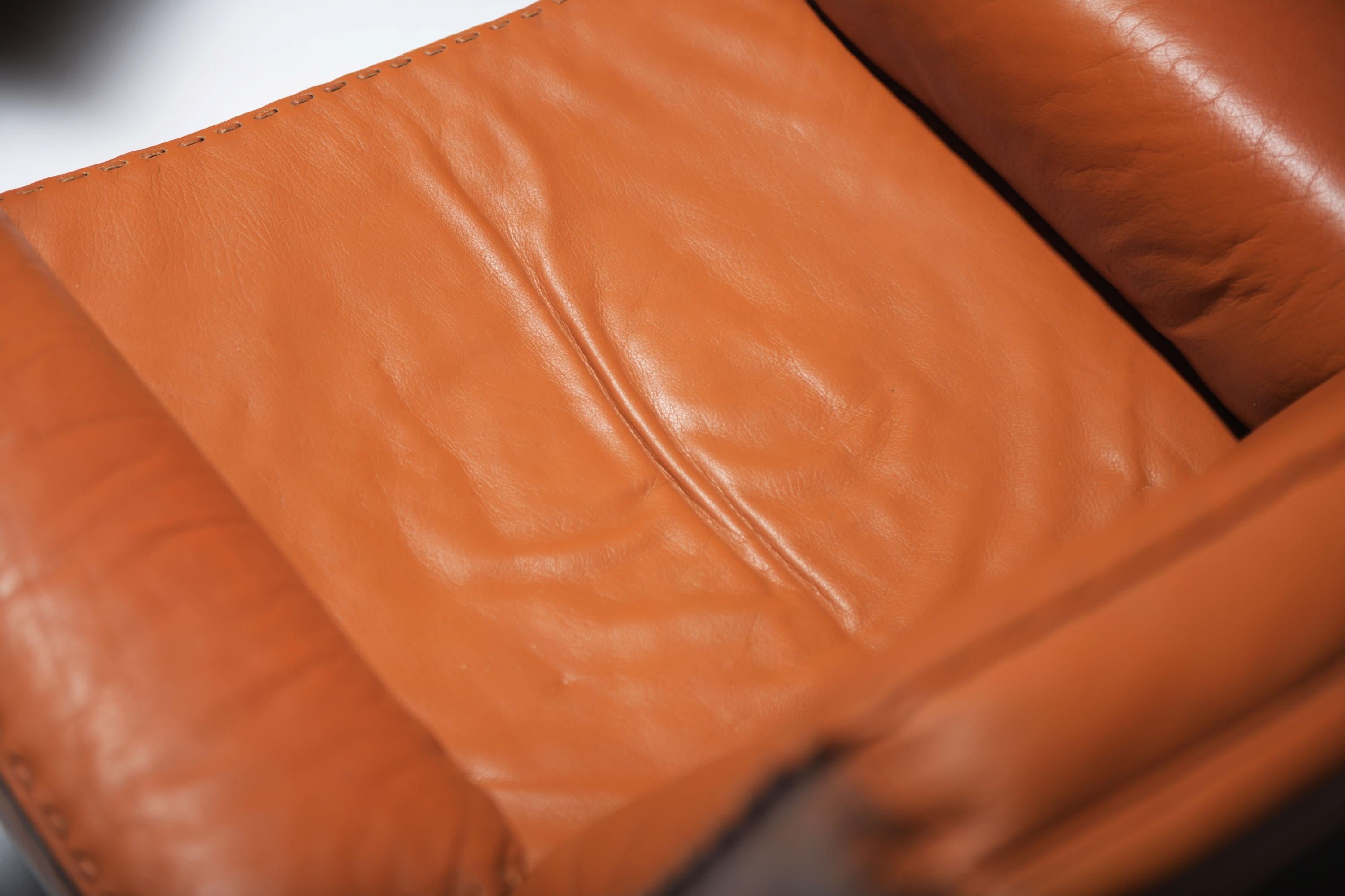 Sehr seltene vintage DS-35 Lounge Sessel in cognac/orange Leder für De Sede Swiss im Angebot 7