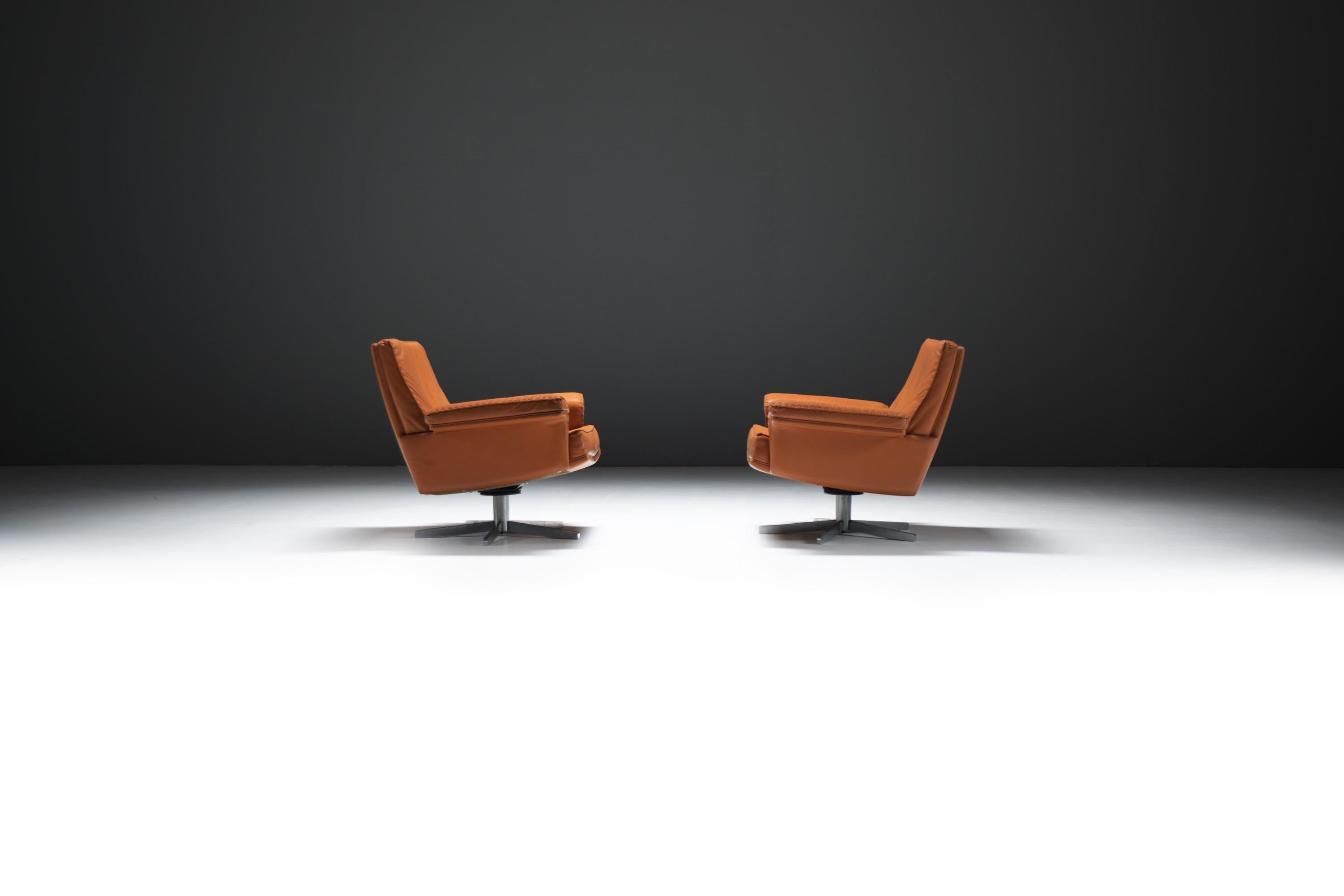 Sehr seltene vintage DS-35 Lounge Sessel in cognac/orange Leder für De Sede Swiss (Moderne der Mitte des Jahrhunderts) im Angebot