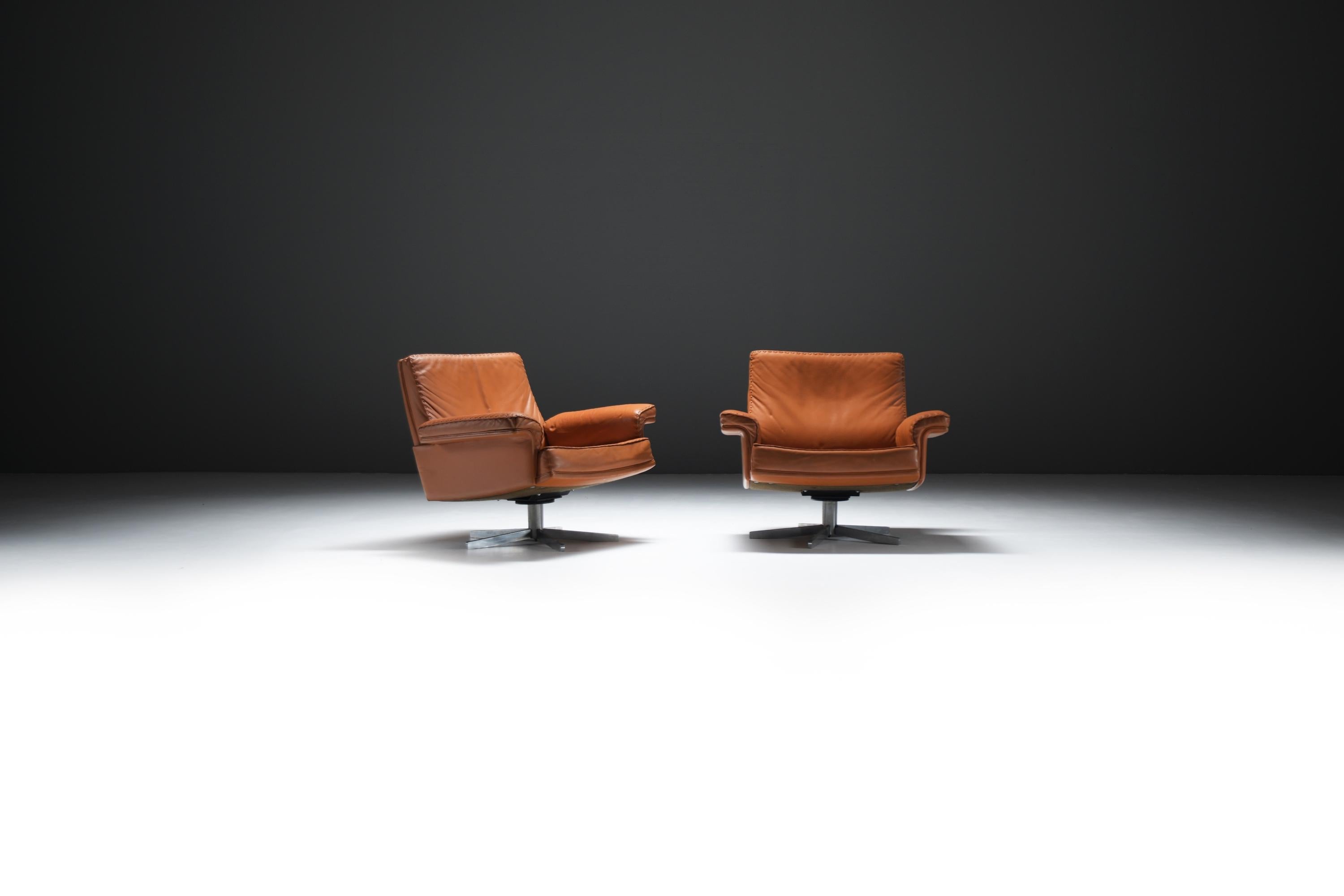 Sehr seltene vintage DS-35 Lounge Sessel in cognac/orange Leder für De Sede Swiss (Schweizerisch) im Angebot
