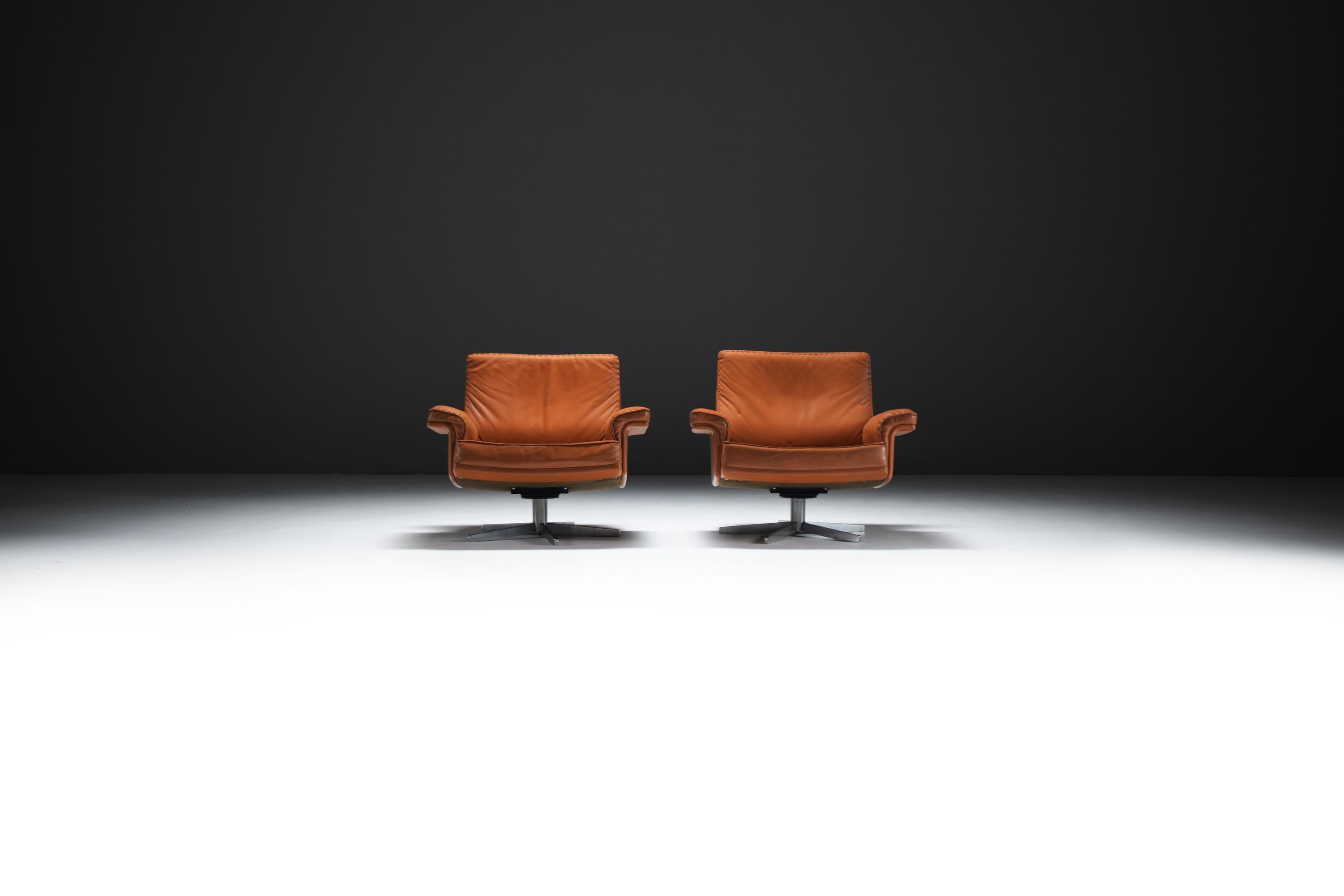 Sehr seltene vintage DS-35 Lounge Sessel in cognac/orange Leder für De Sede Swiss (20. Jahrhundert) im Angebot