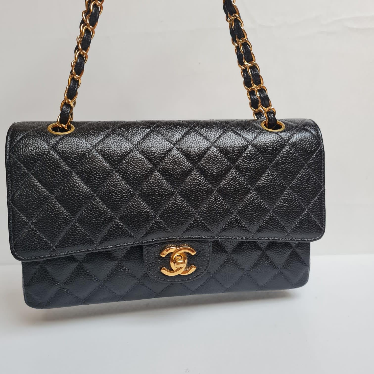 Very Rare Vintage 1990s Chanel Classic Black Caviar 24K Medium Double Flap Bag 7