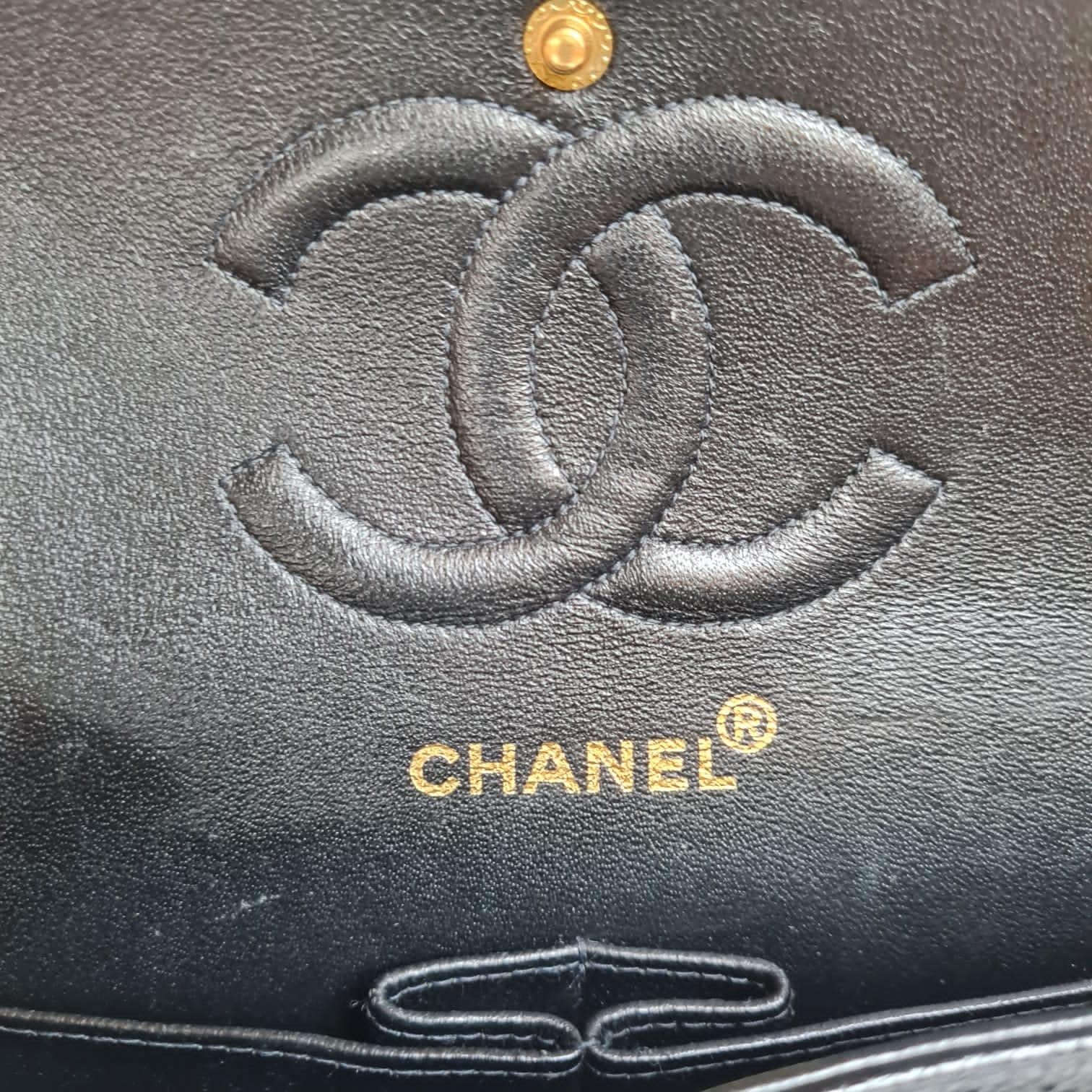 Very Rare Vintage 1990s Chanel Classic Black Caviar 24K Medium Double Flap Bag 2