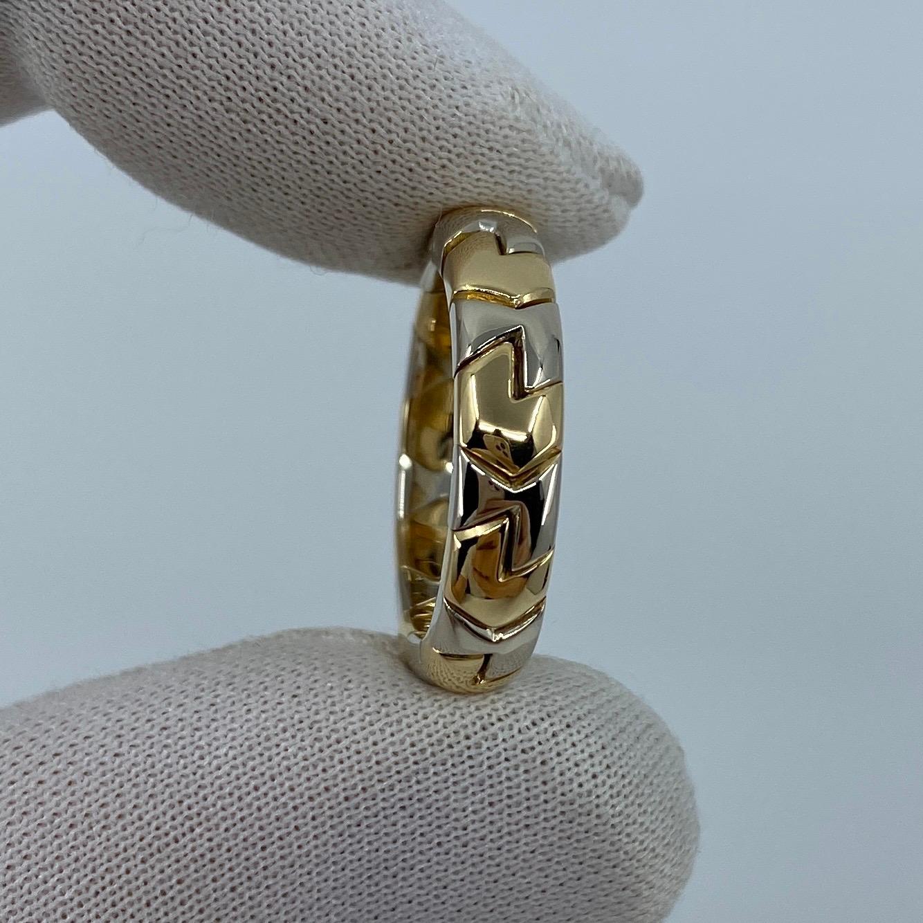 Very Rare Vintage Bvlgari Alveare 18k Yellow Gold & Steel Spring Thin Band Ring 4