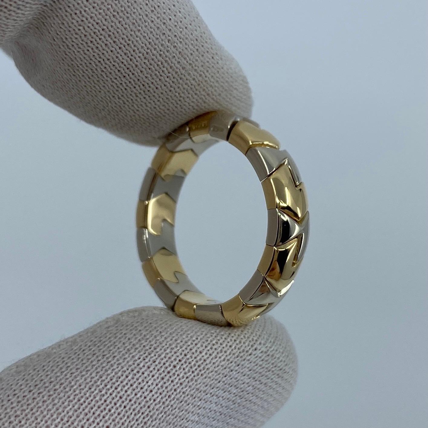 Very Rare Vintage Bvlgari Alveare 18k Yellow Gold & Steel Spring Thin Band Ring 5