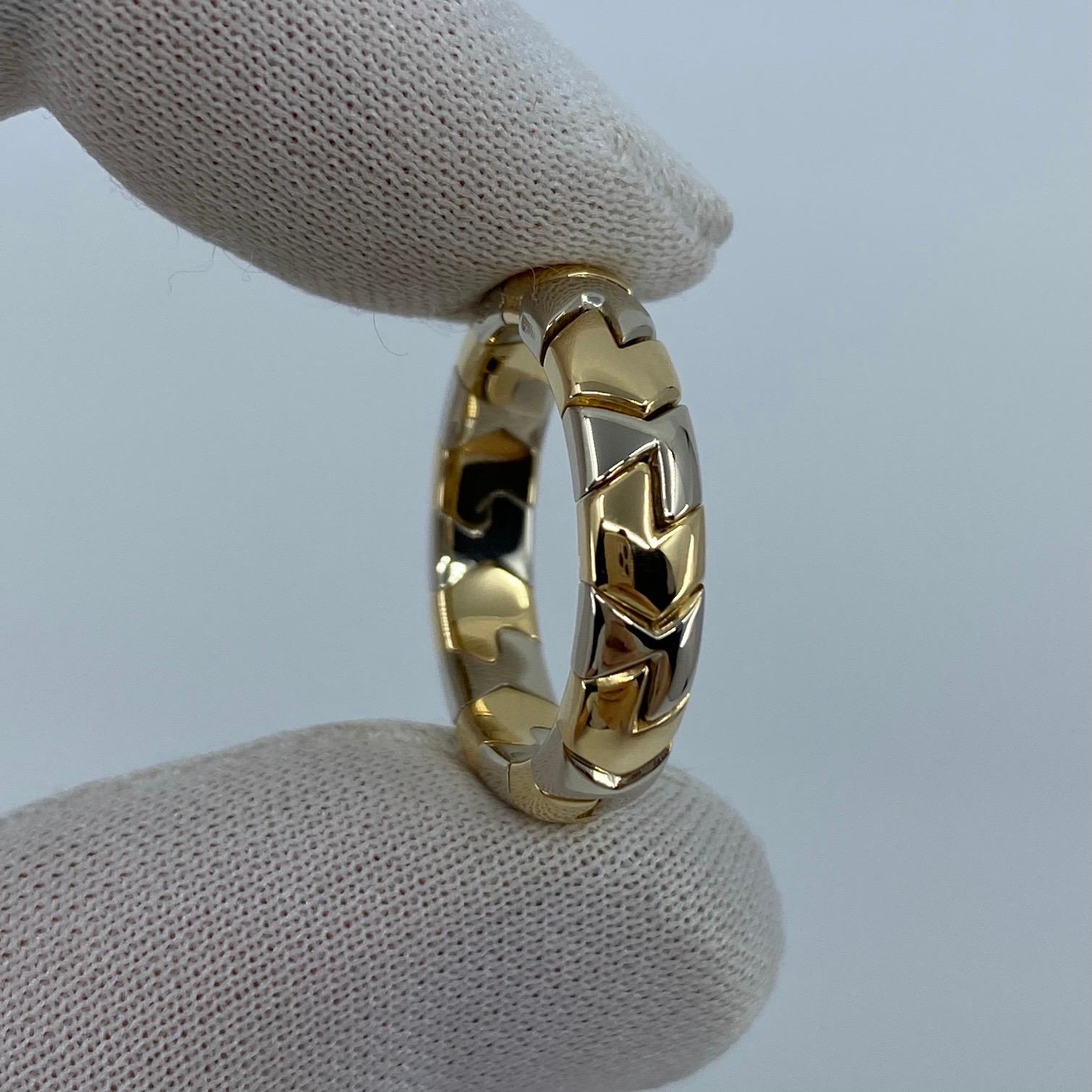 Very Rare Vintage Bvlgari Alveare 18k Yellow Gold & Steel Spring Thin Band Ring 6