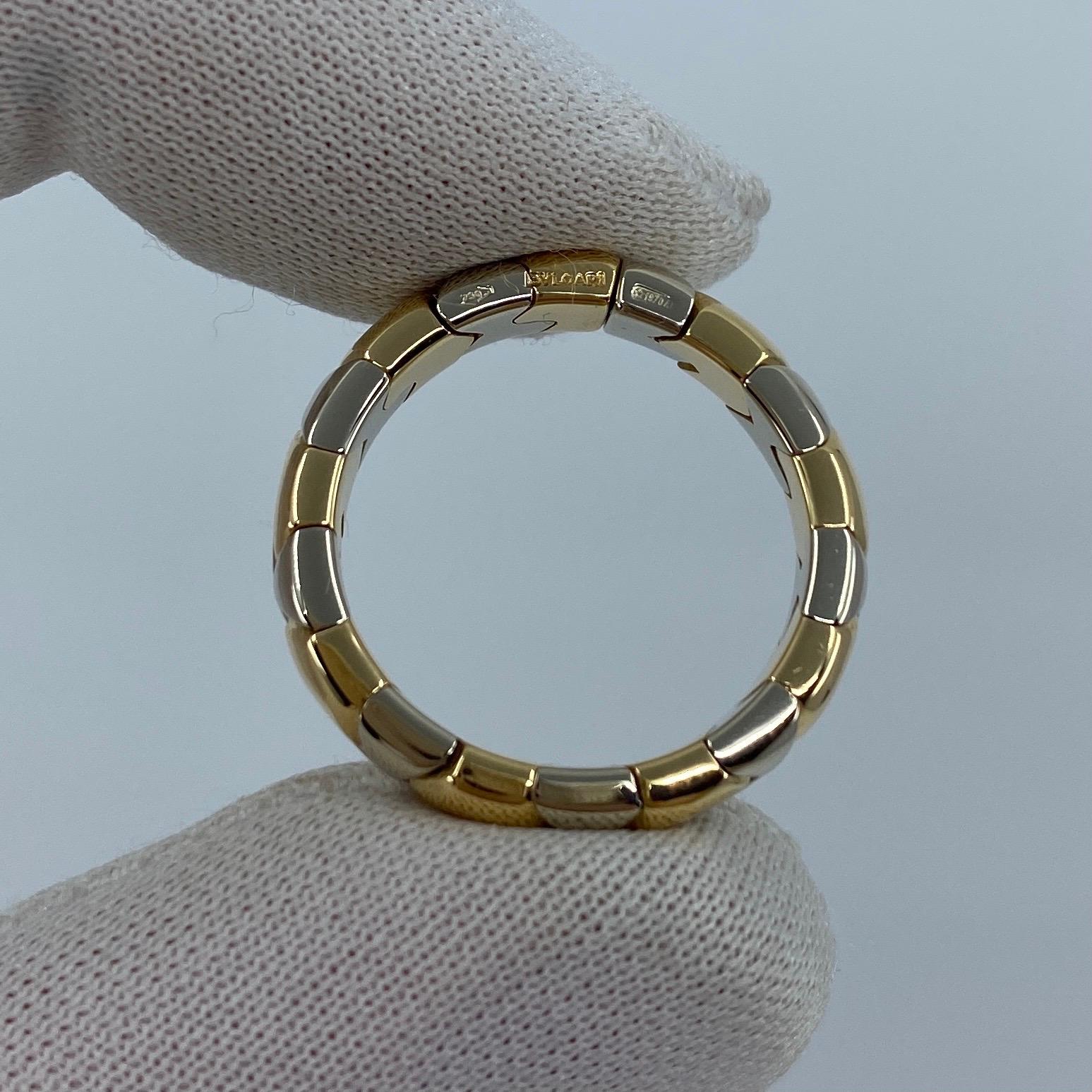 Women's or Men's Very Rare Vintage Bvlgari Alveare 18k Yellow Gold & Steel Spring Thin Band Ring