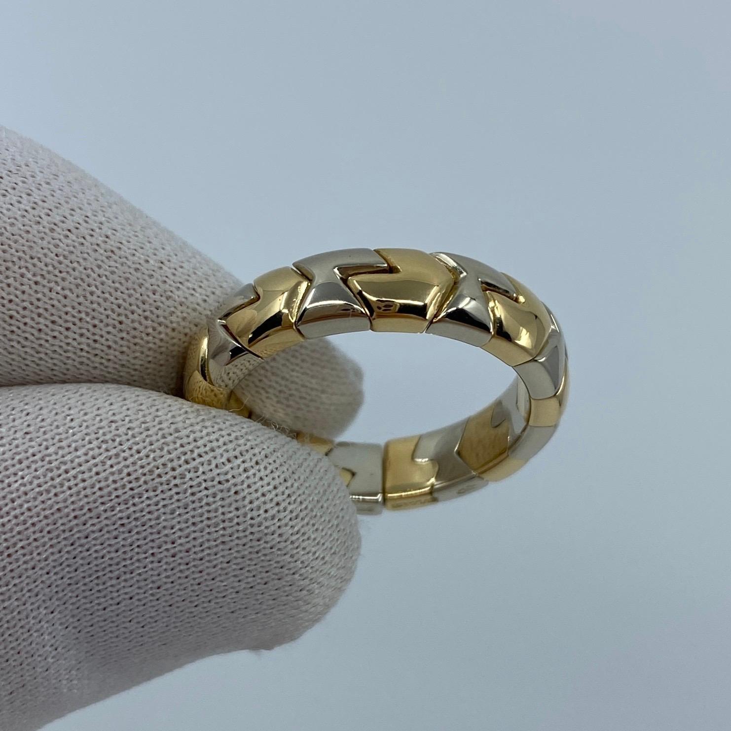 Very Rare Vintage Bvlgari Alveare 18k Yellow Gold & Steel Spring Thin Band Ring 1