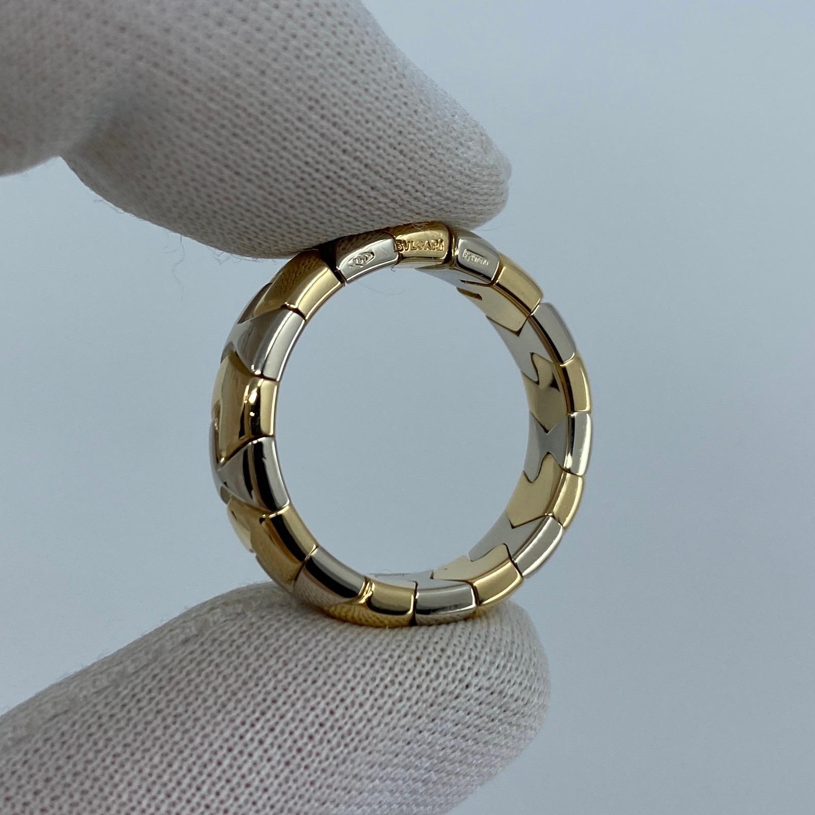 Very Rare Vintage Bvlgari Alveare 18k Yellow Gold & Steel Spring Thin Band Ring 2