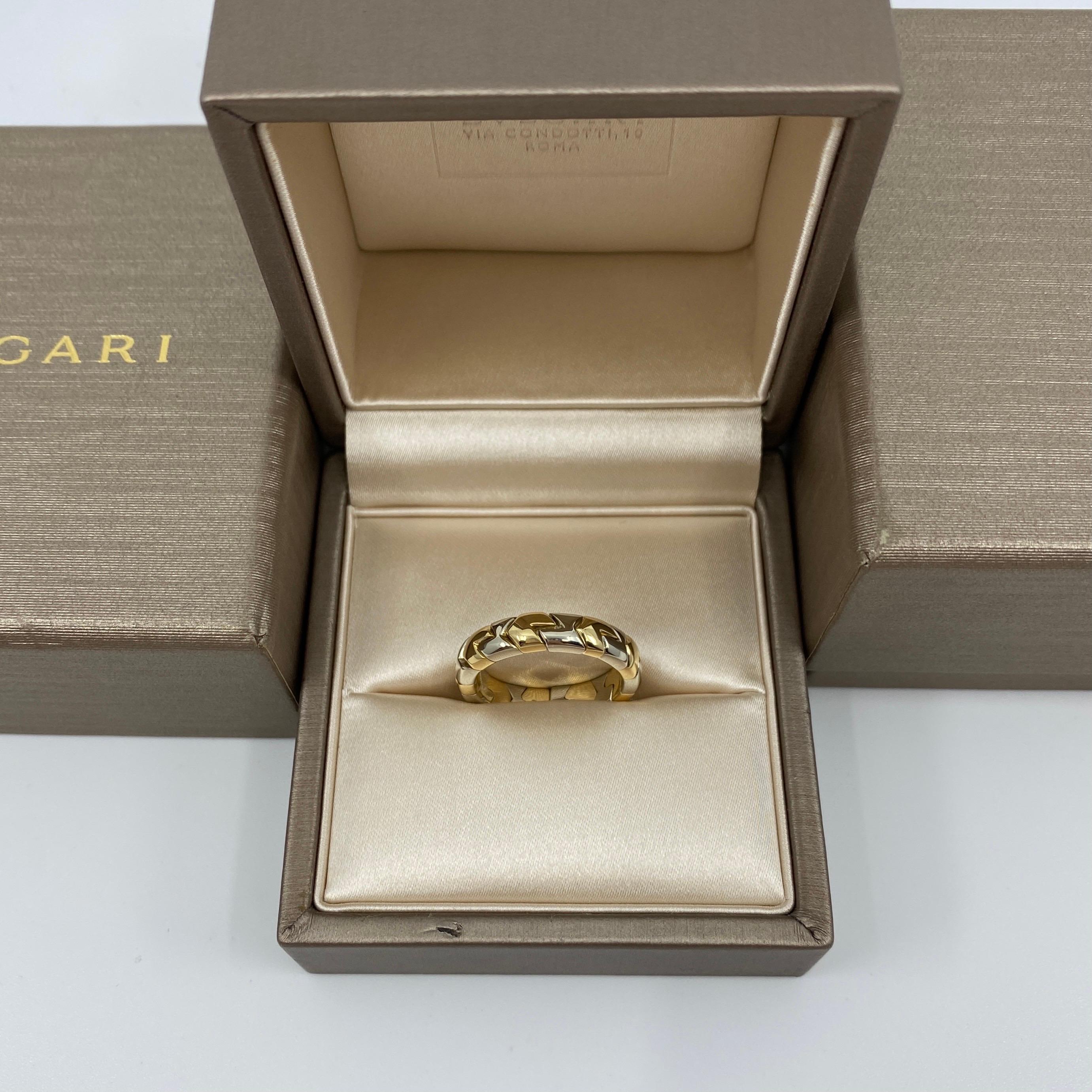 Very Rare Vintage Bvlgari Alveare 18k Yellow Gold & Steel Spring Thin Band Ring 3