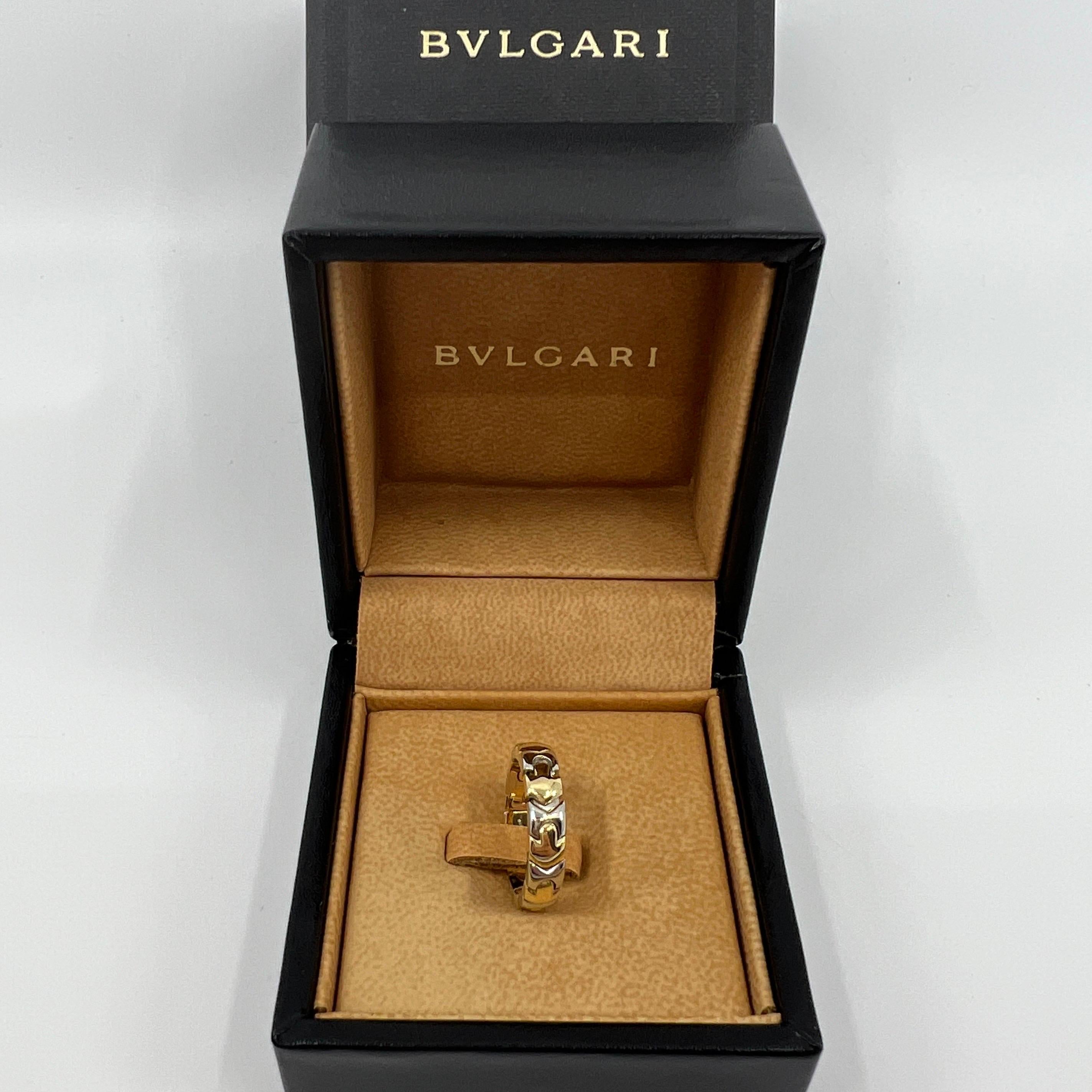 Women's or Men's Very Rare Vintage Bvlgari Alveare 18k Yellow & White Gold Spring Thin Band Ring