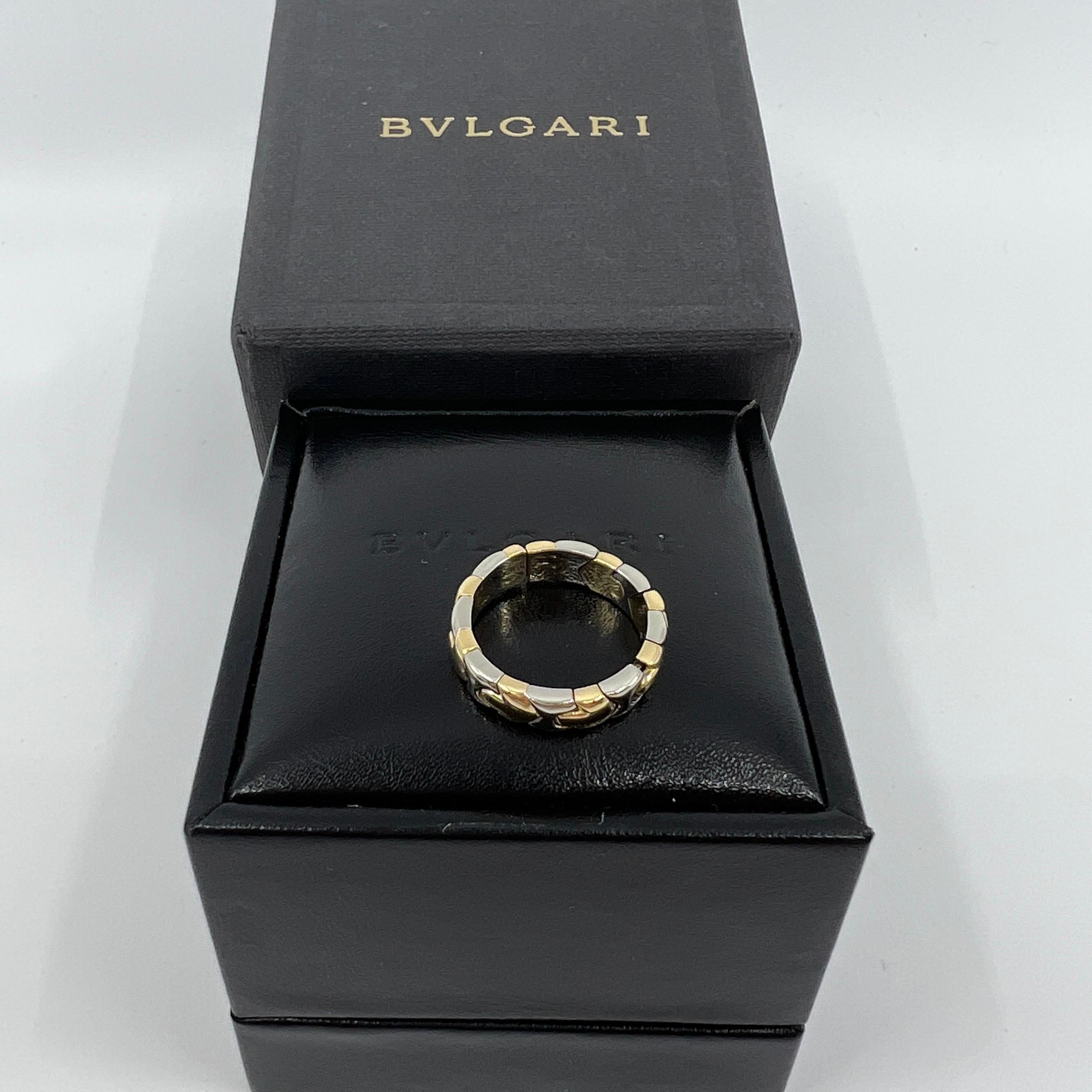 Very Rare Vintage Bvlgari Alveare 18k Yellow & White Gold Spring Thin Band Ring 1