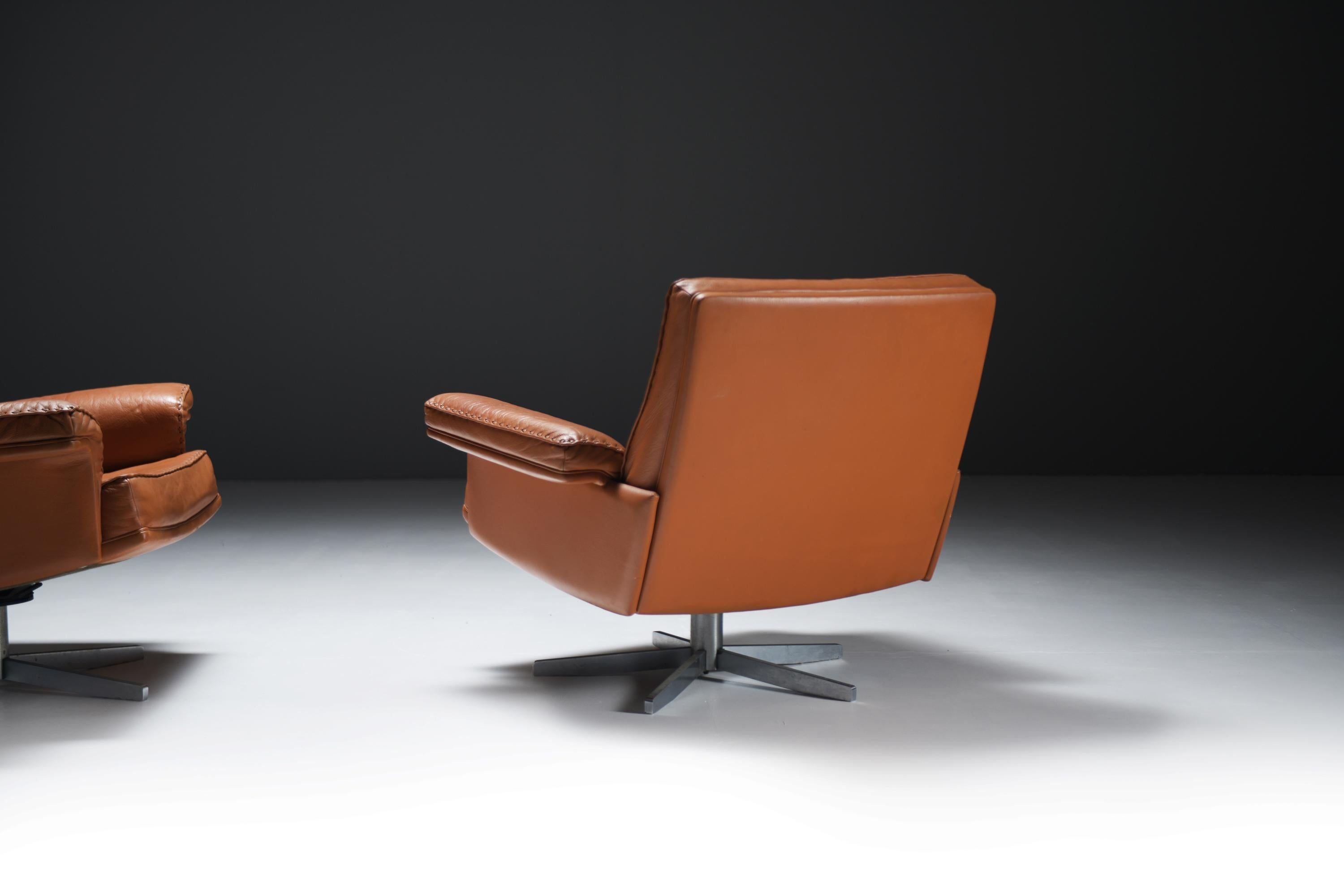 Sehr seltene vintage DS-35 Lounge Sessel in cognac/orange Leder für De Sede Swiss im Angebot 4