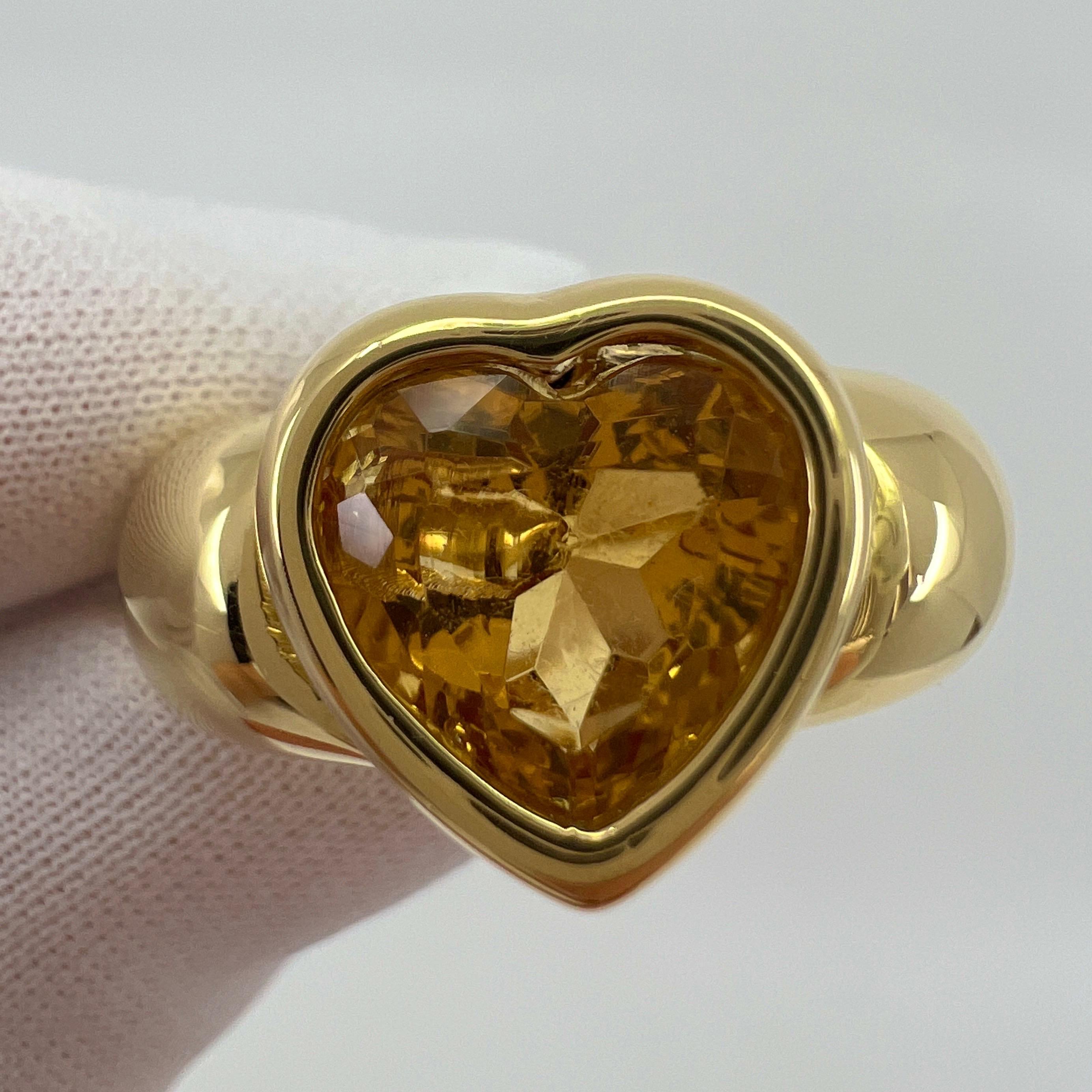 Very Rare Vintage Piaget Citrine 18k Yellow Gold Heart Cut Doll Ring 7