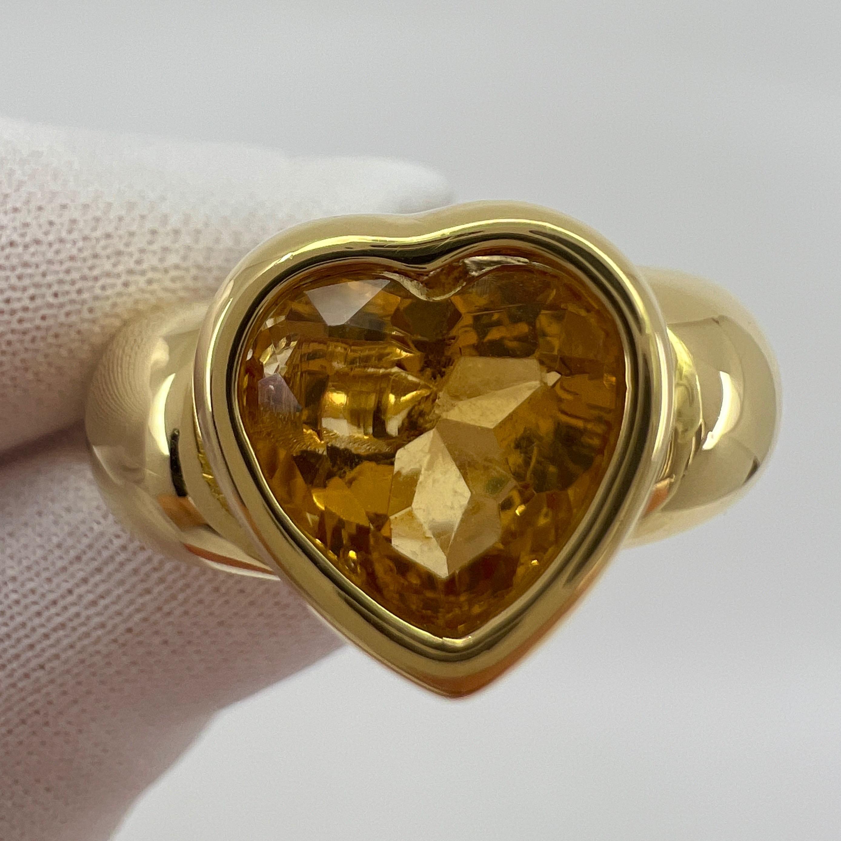 Very Rare Vintage PIAGET 18k Yellow Gold Heart Citrine 'Doll' Ring.

Stunning yellow gold PIAGET ring set with a beautiful large heart cut citrine with a fine vivid yellow colour, very good cut and good clarity. Some small inclusions and external