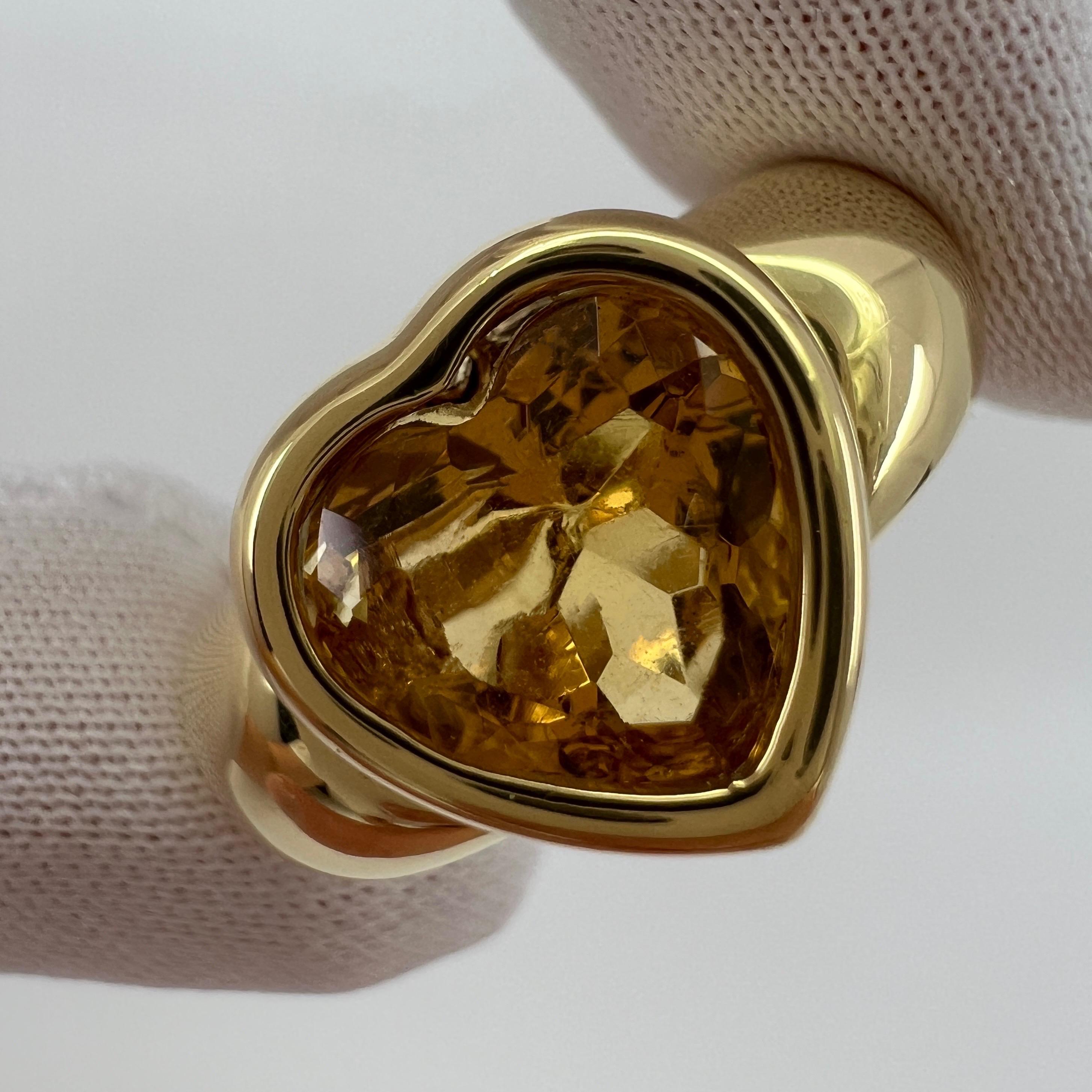 Very Rare Vintage Piaget Citrine 18k Yellow Gold Heart Cut Doll Ring In Good Condition In Birmingham, GB
