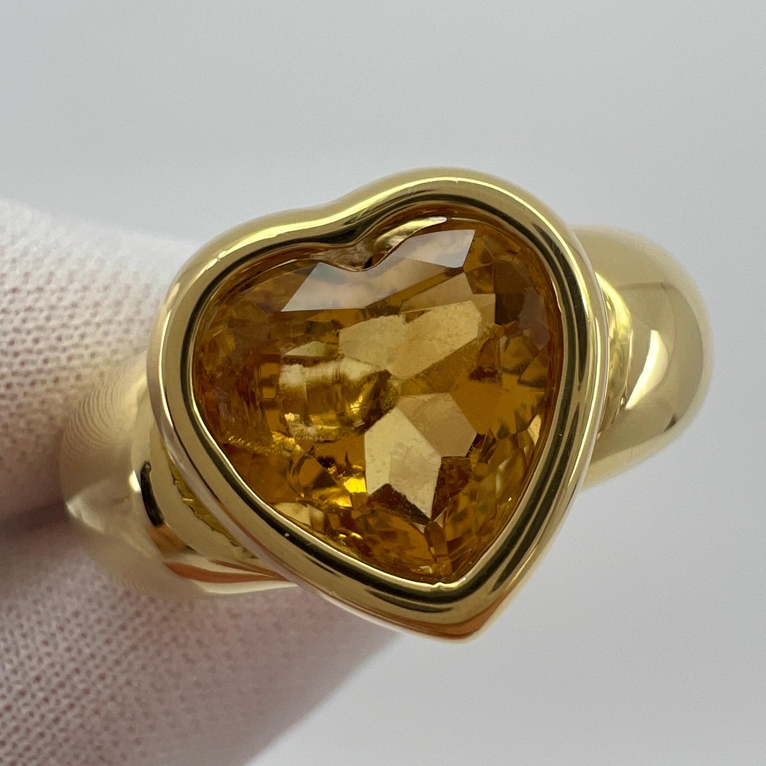 Women's or Men's Very Rare Vintage Piaget Citrine 18k Yellow Gold Heart Cut Doll Ring