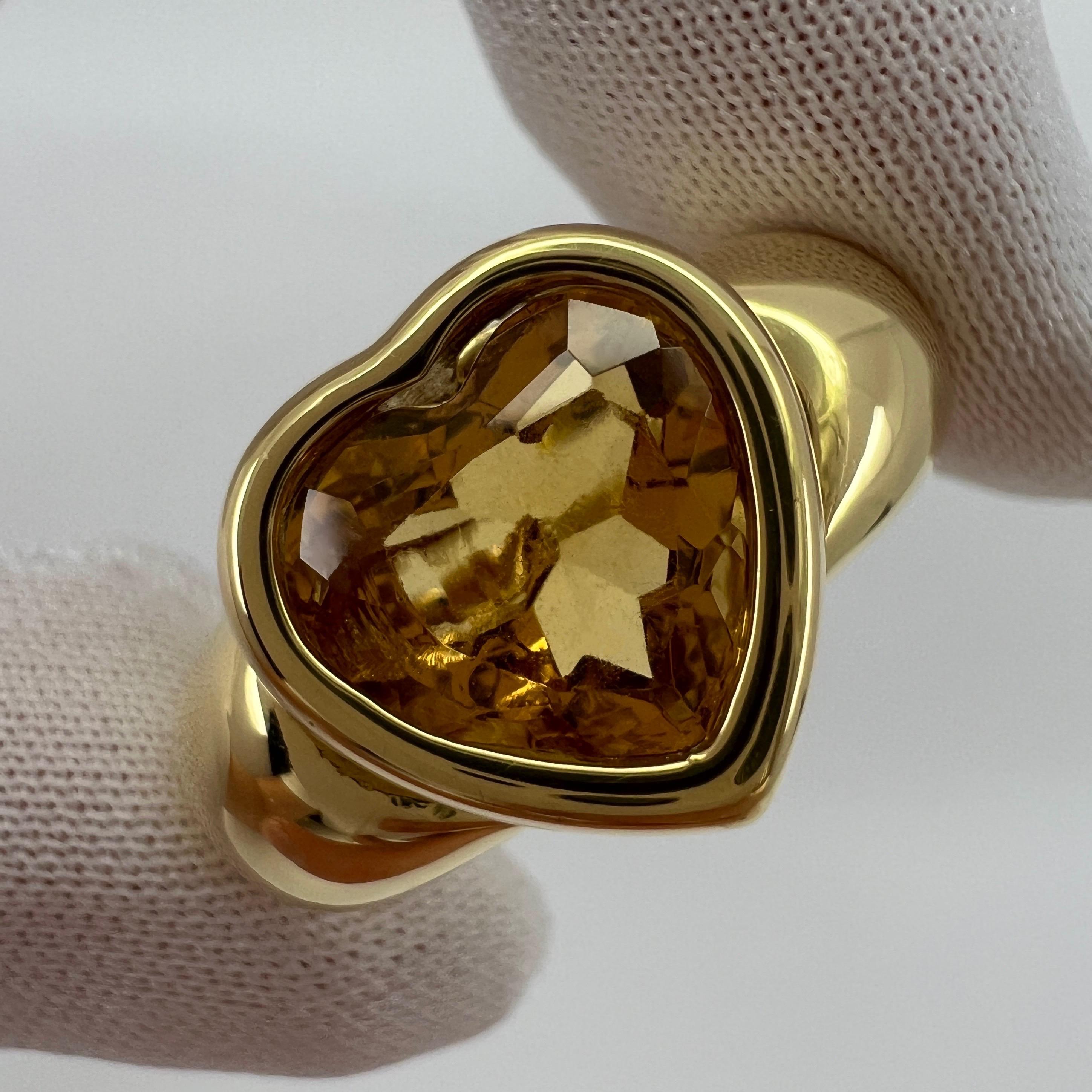 Very Rare Vintage Piaget Citrine 18k Yellow Gold Heart Cut Doll Ring 2