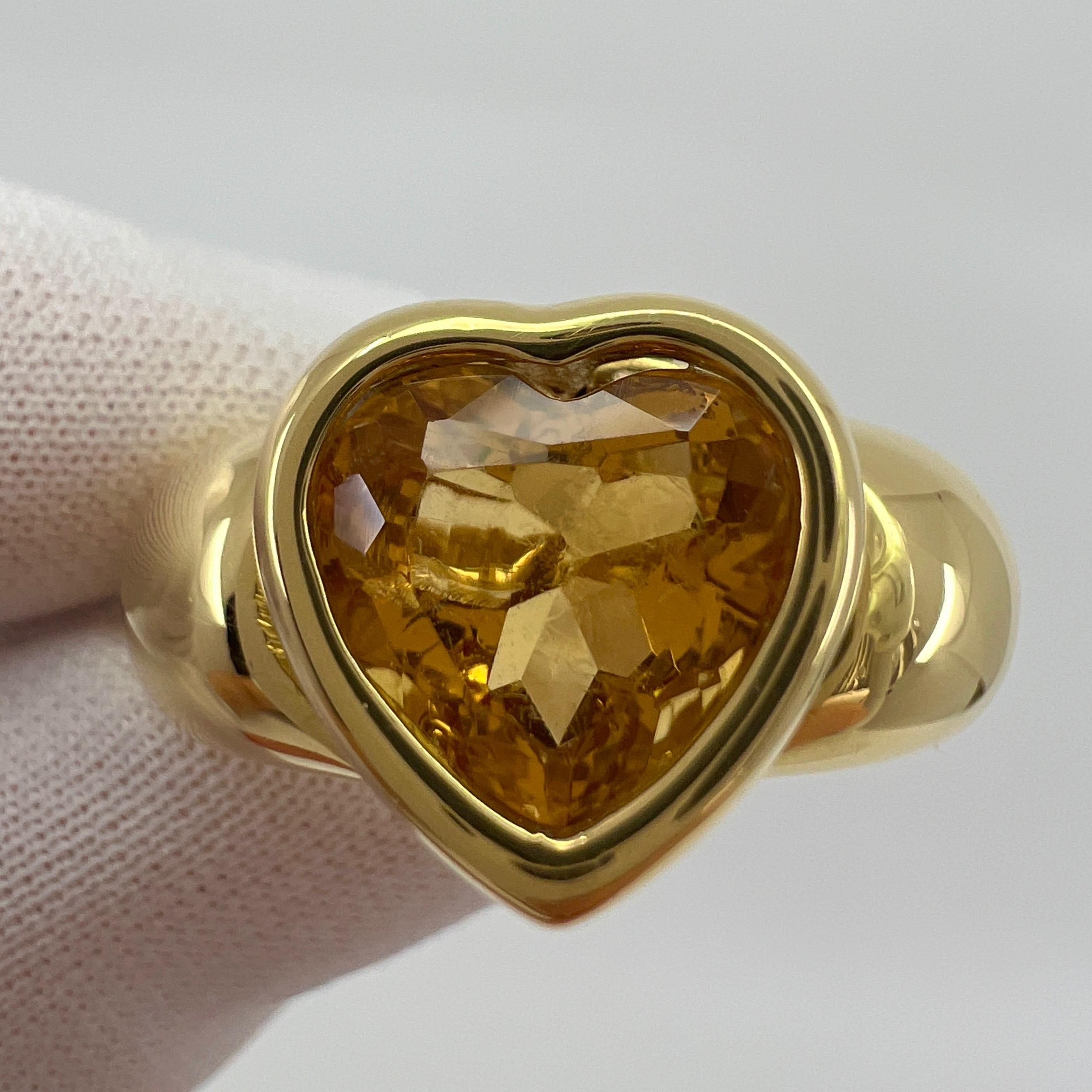 Very Rare Vintage Piaget Citrine 18k Yellow Gold Heart Cut Doll Ring 3