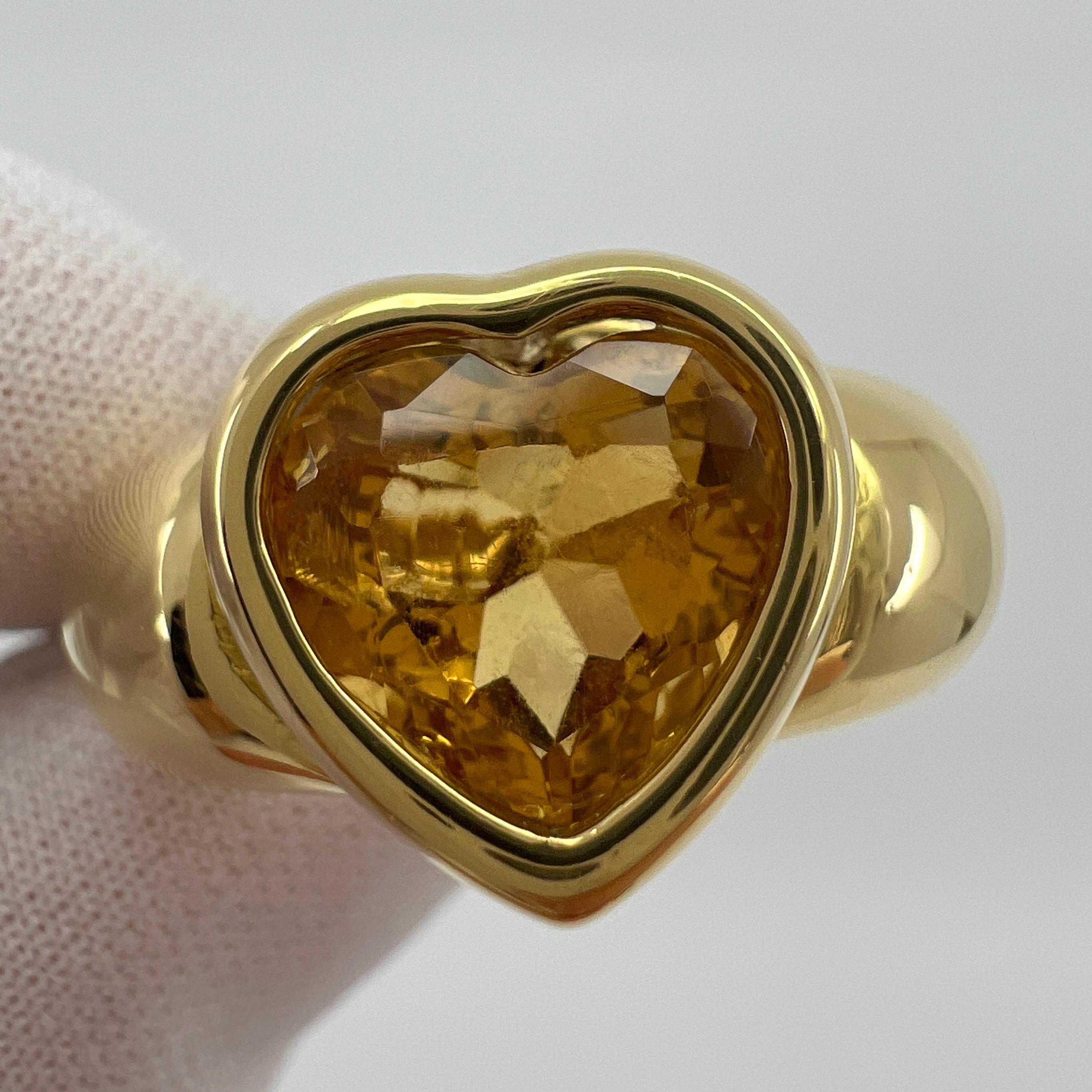 Very Rare Vintage Piaget Citrine 18k Yellow Gold Heart Cut Doll Ring 4