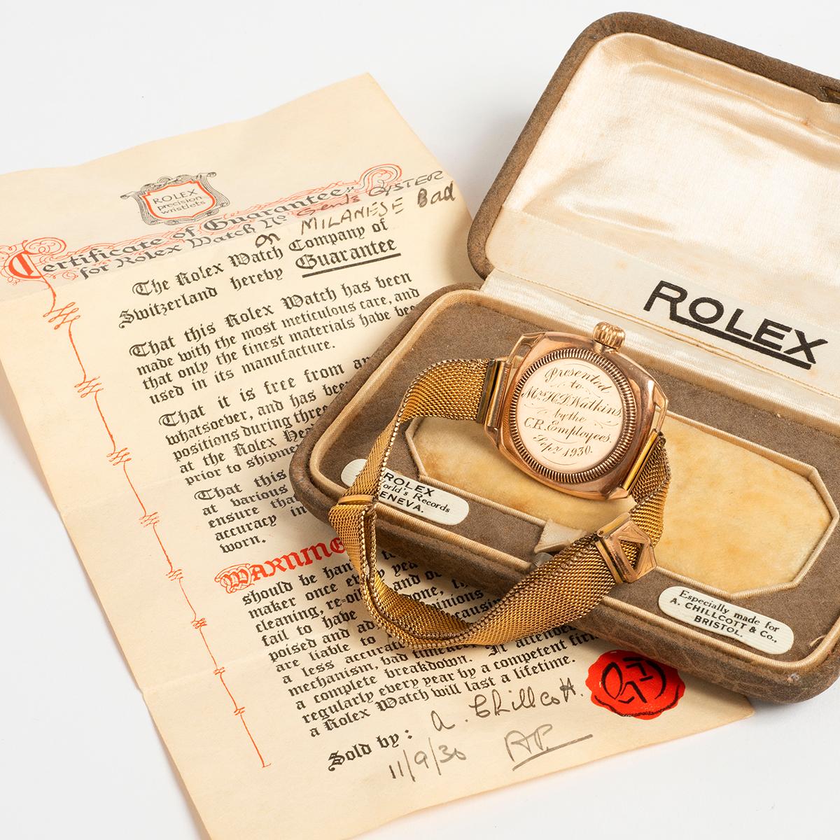 Very Rare Vintage Rolex Oyster Prima 1925, Original Box & Paperwork, Circa 1925 In Good Condition In Canterbury, GB
