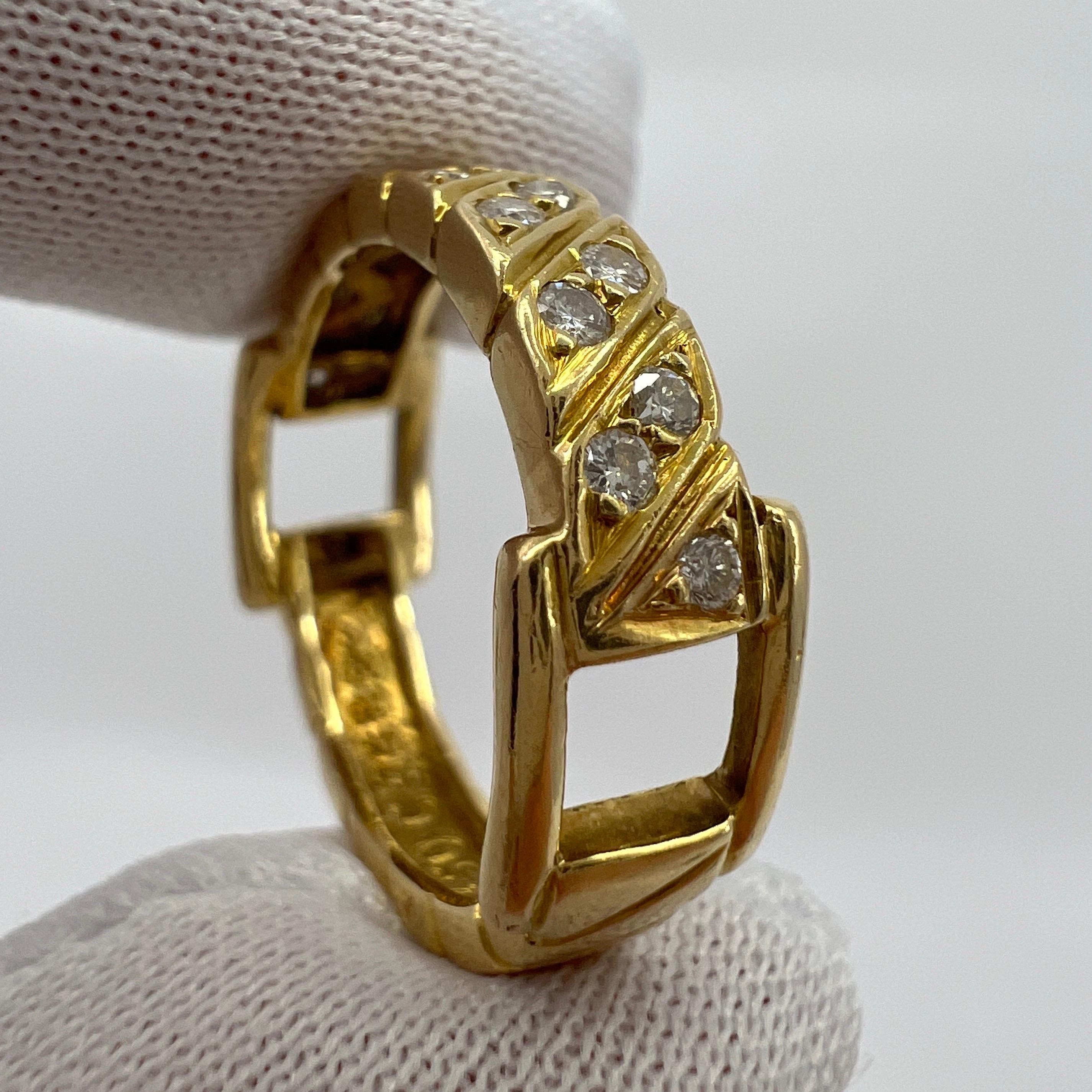 Very Rare Vintage Van Cleef & Arpels 18k Yellow Gold Diamond Buckle Band Ring 4