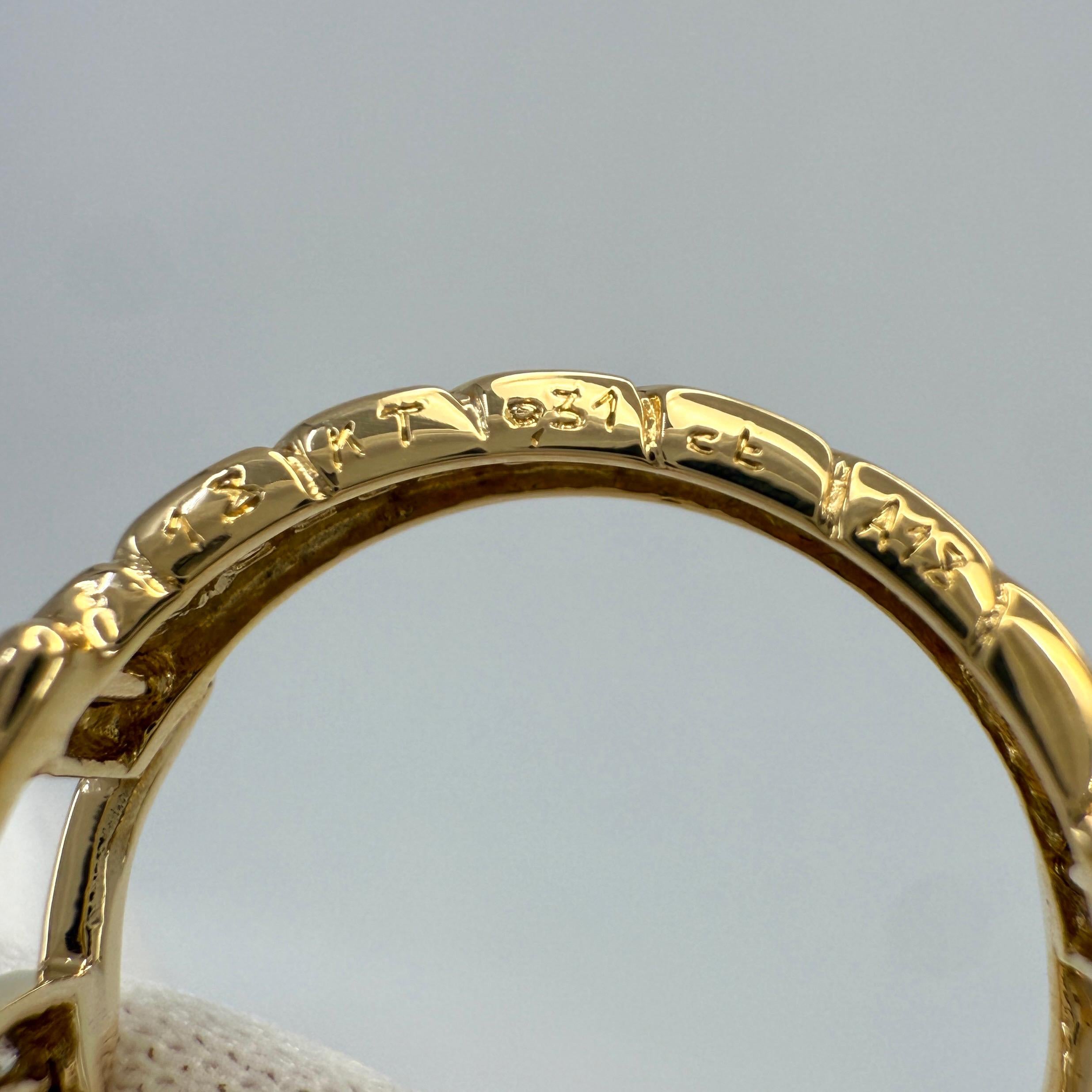 Very Rare Vintage Van Cleef & Arpels 18k Yellow Gold Diamond Buckle Band Ring For Sale 3
