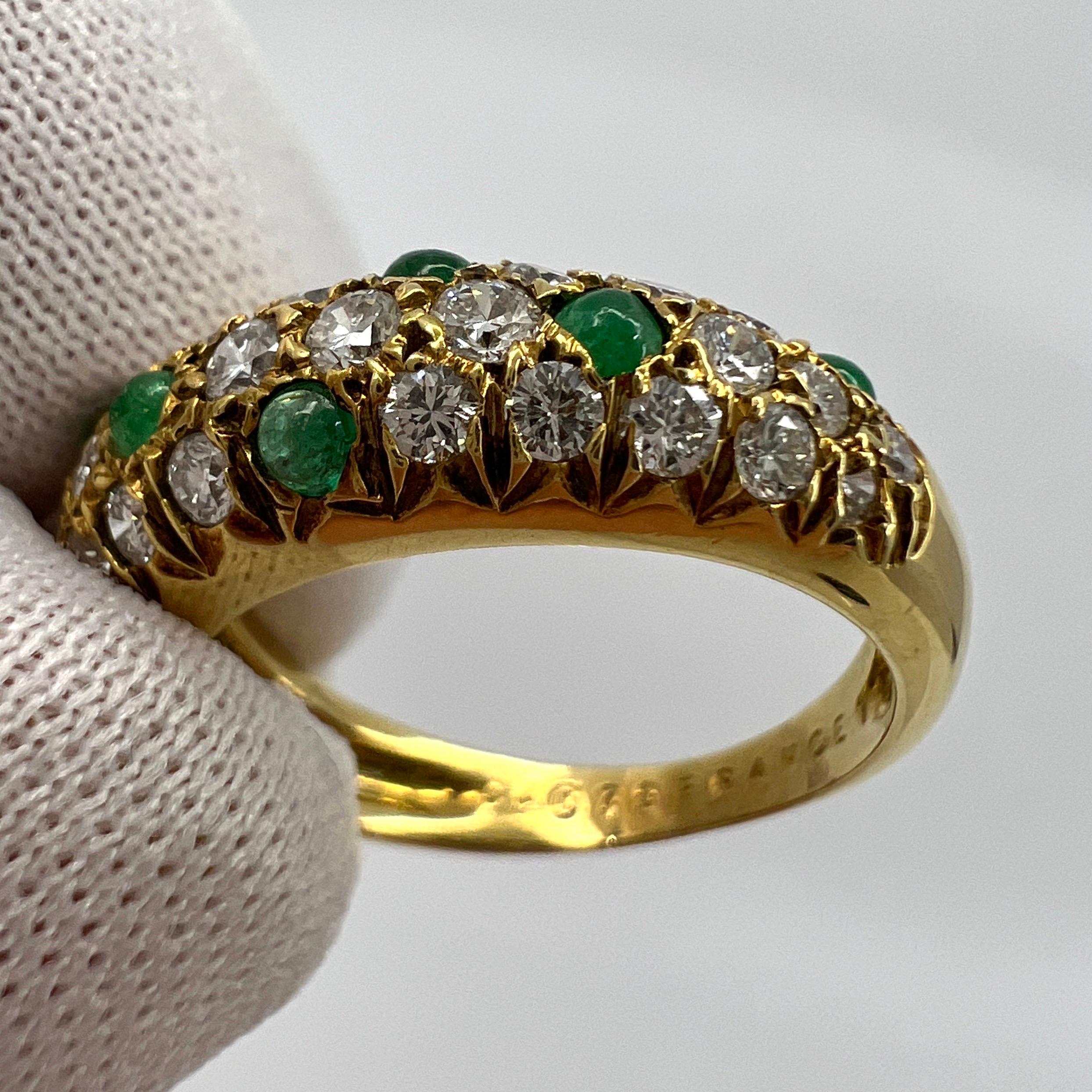 Very Rare Vintage Van Cleef & Arpels 18k Yellow Gold Emerald & Diamond Pave Ring 3