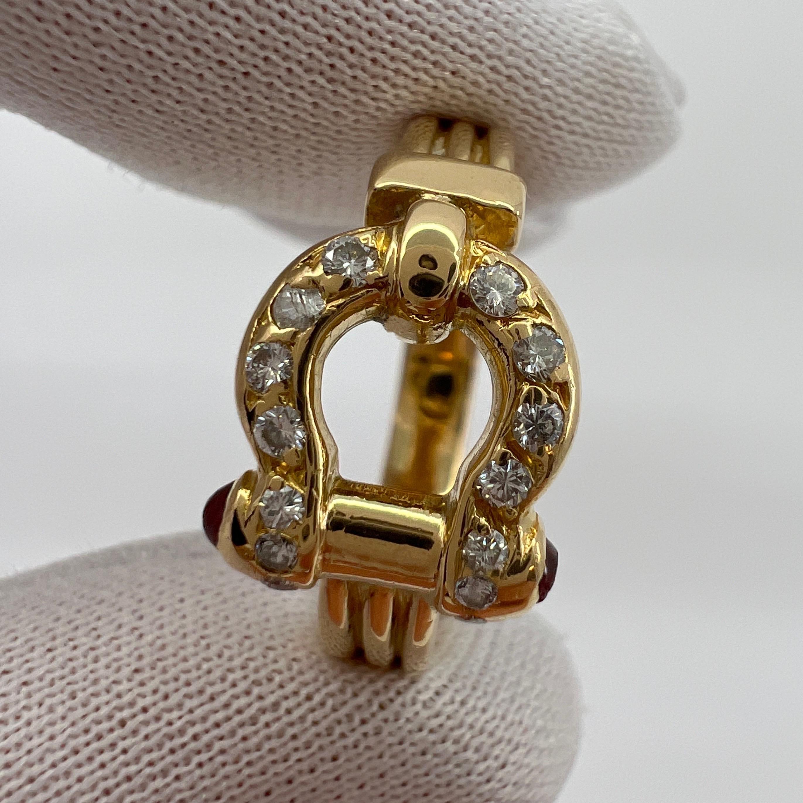 Very Rare Vintage Van Cleef & Arpels 18k Yellow Gold Ruby Diamond Buckle Ring 6