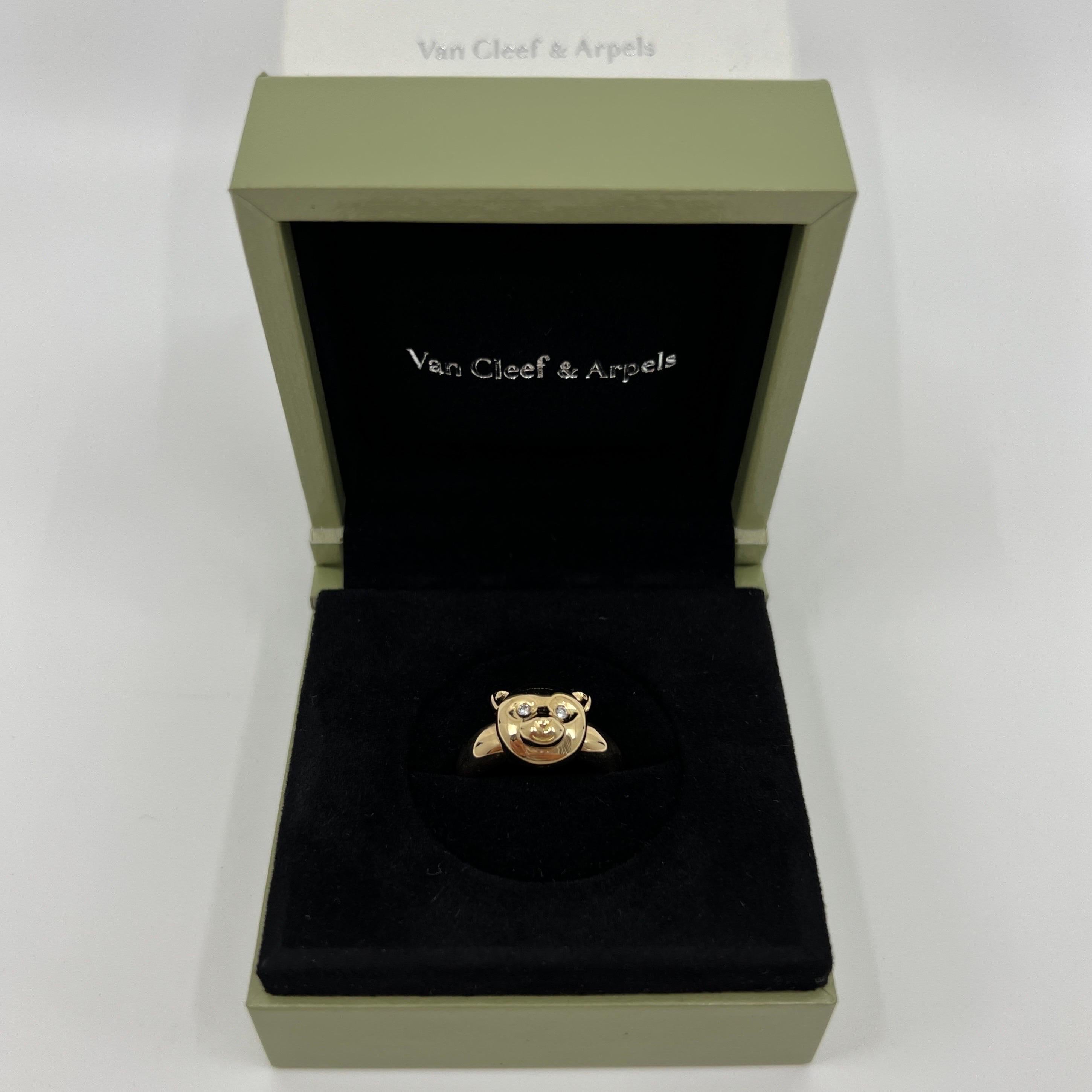 Very Rare Vintage Van Cleef & Arpels 18k Yellow Gold Teddy Bear Ring and Pendant 3